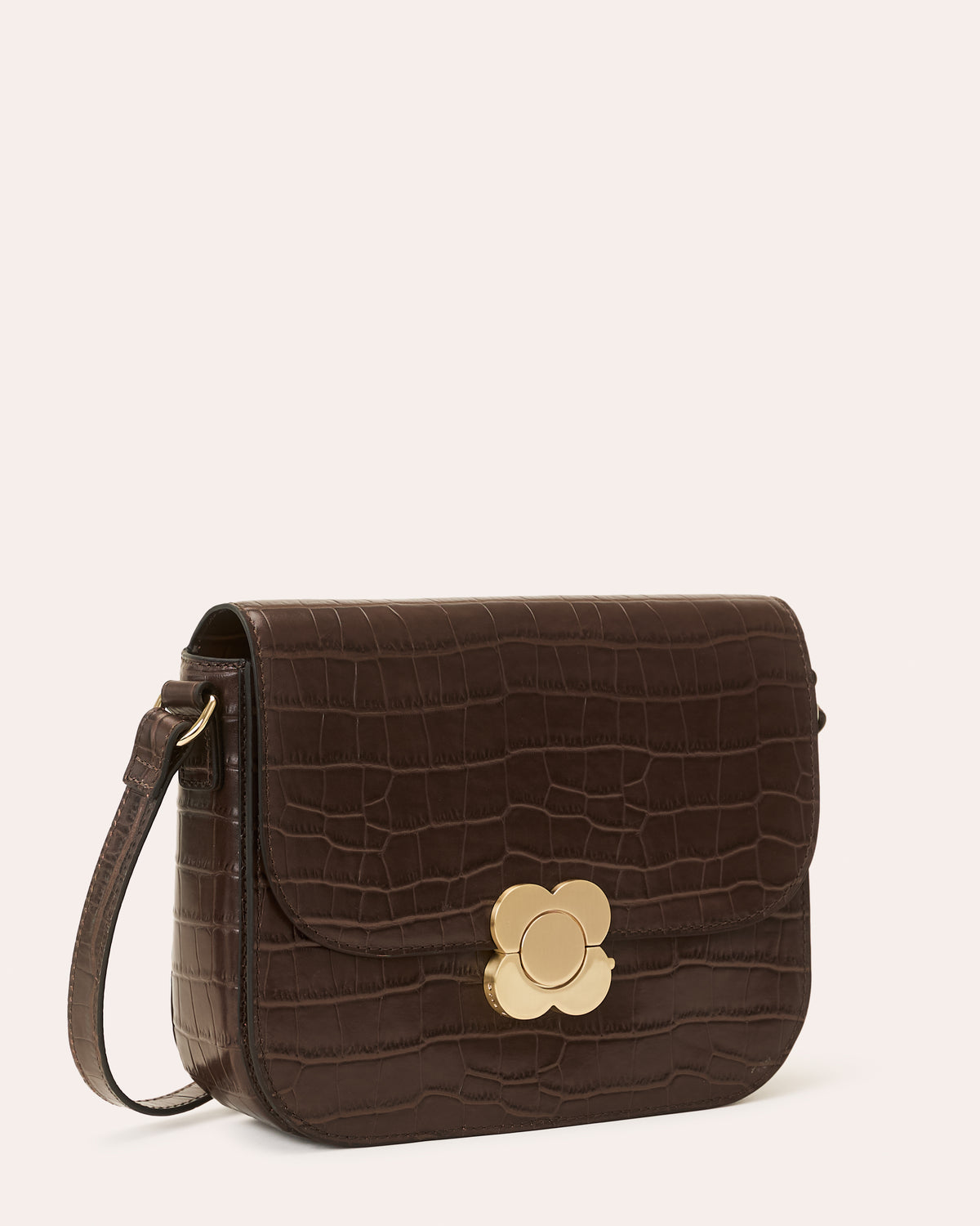 Eclipse Leather Crossbody - Chocolate Croc