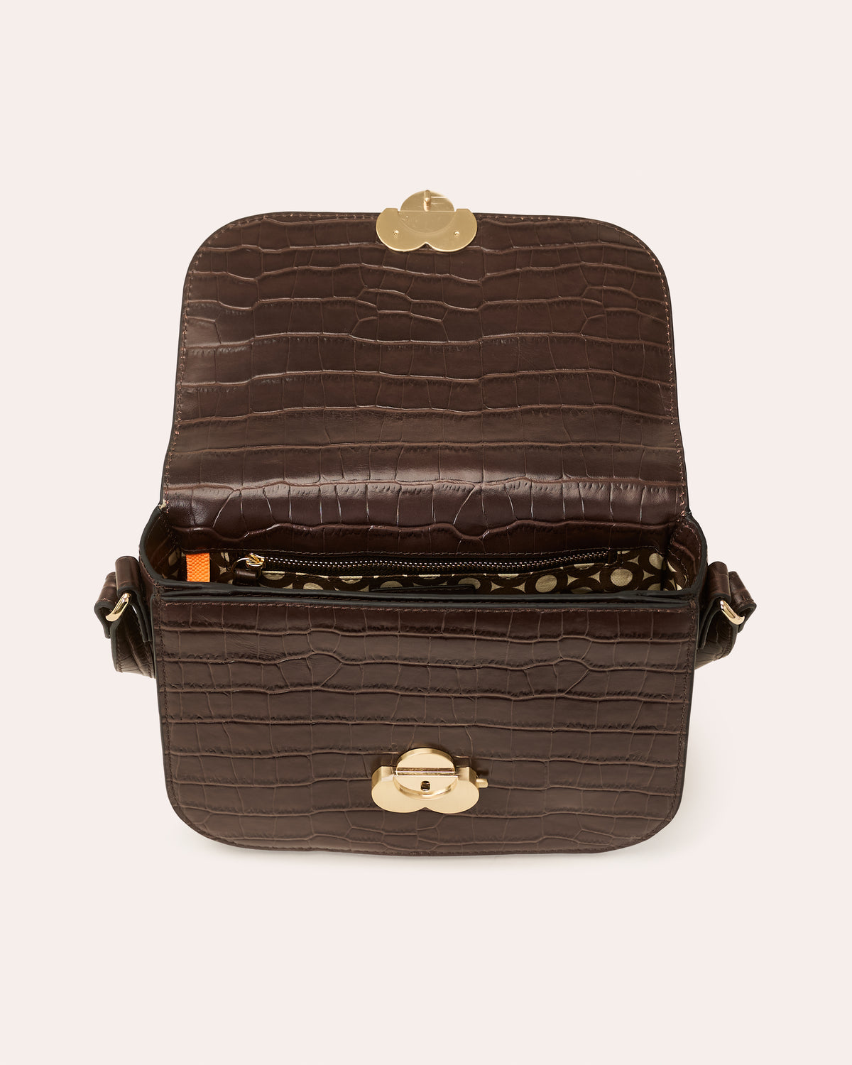 Eclipse Leather Crossbody - Chocolate Croc