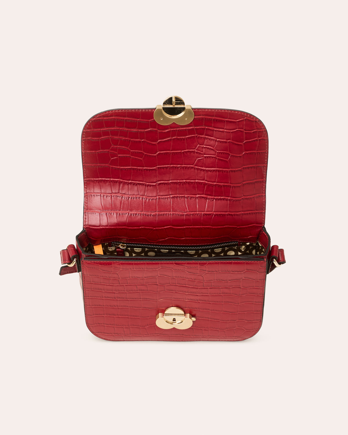 Eclipse Leather Crossbody - Red Croc