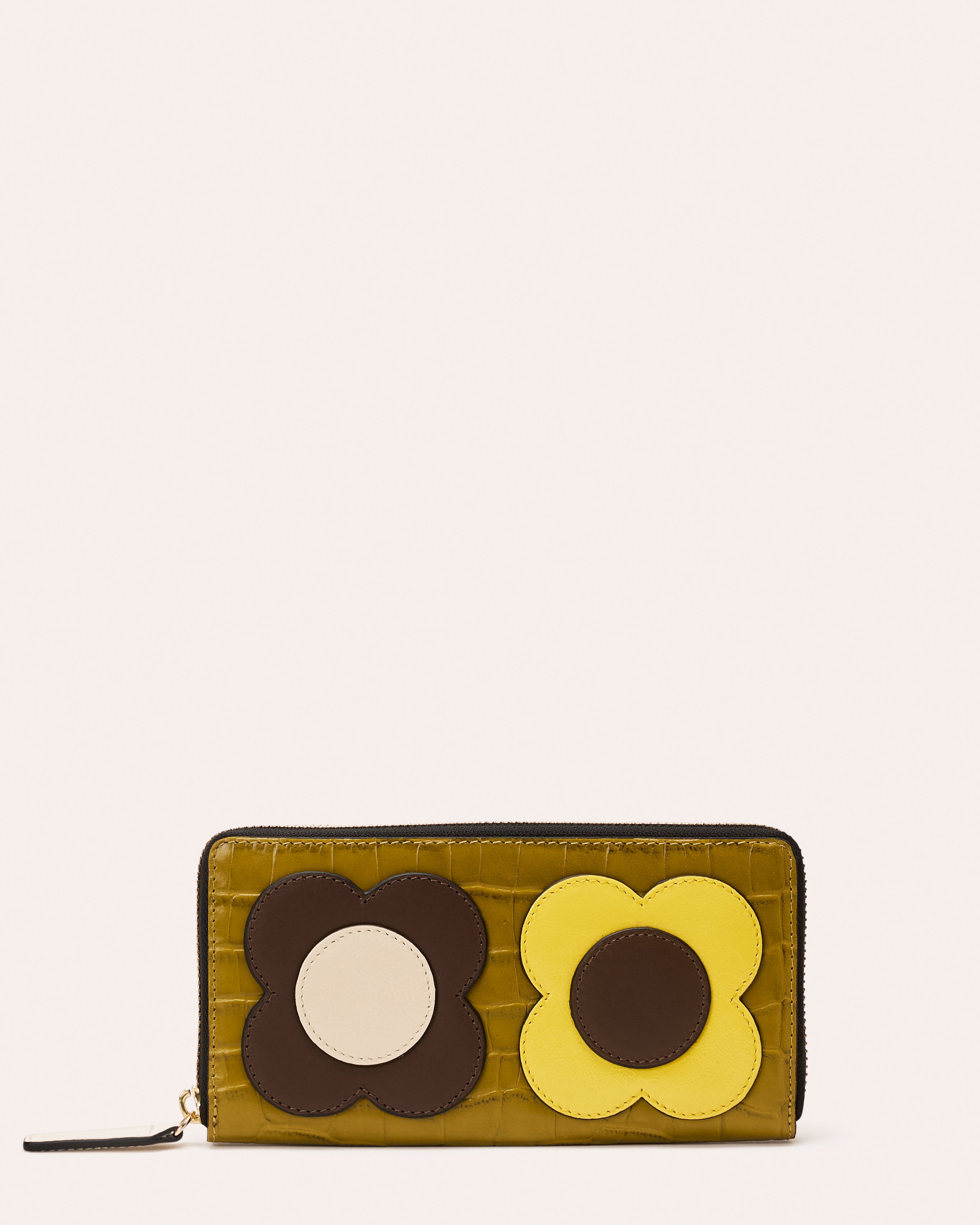Forget Me Not Wallet - Flower Applique Green Tea Croc