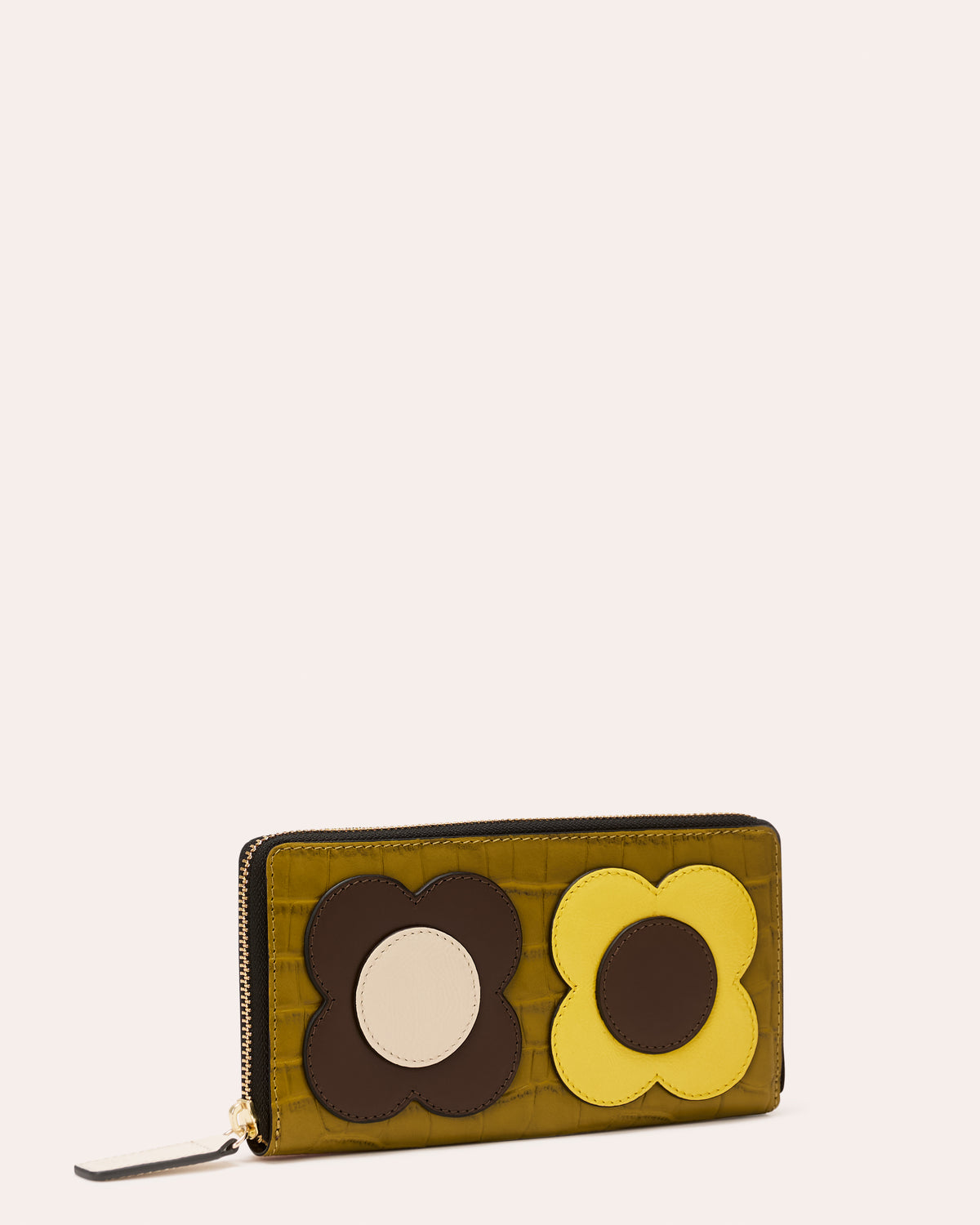 Forget Me Not Wallet - Flower Applique Green Tea Croc