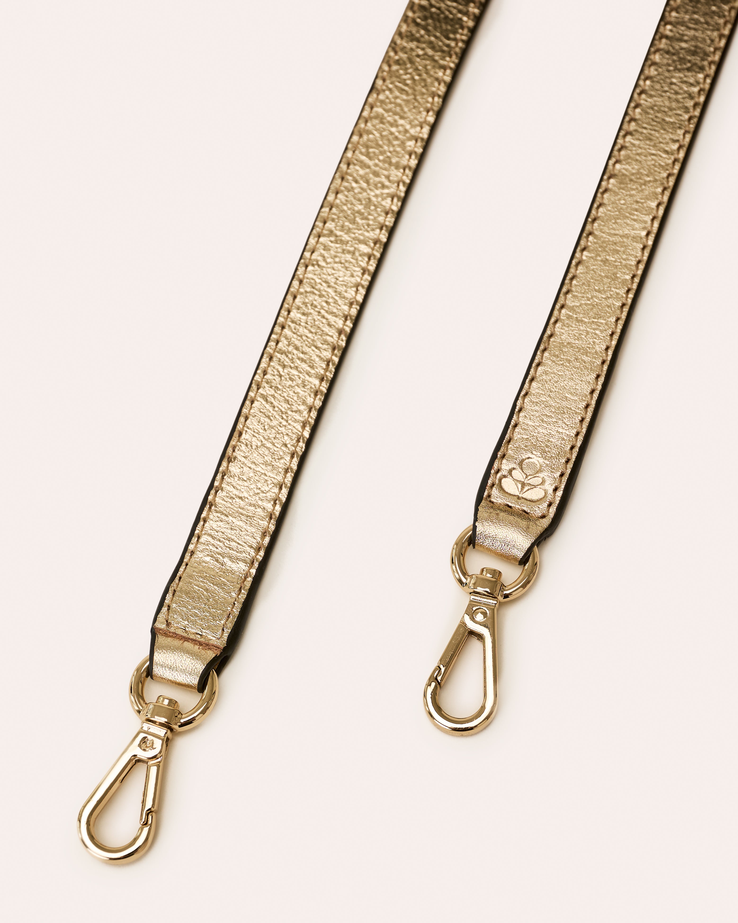 Leather Crossbody Strap - Gold Metallic Leather