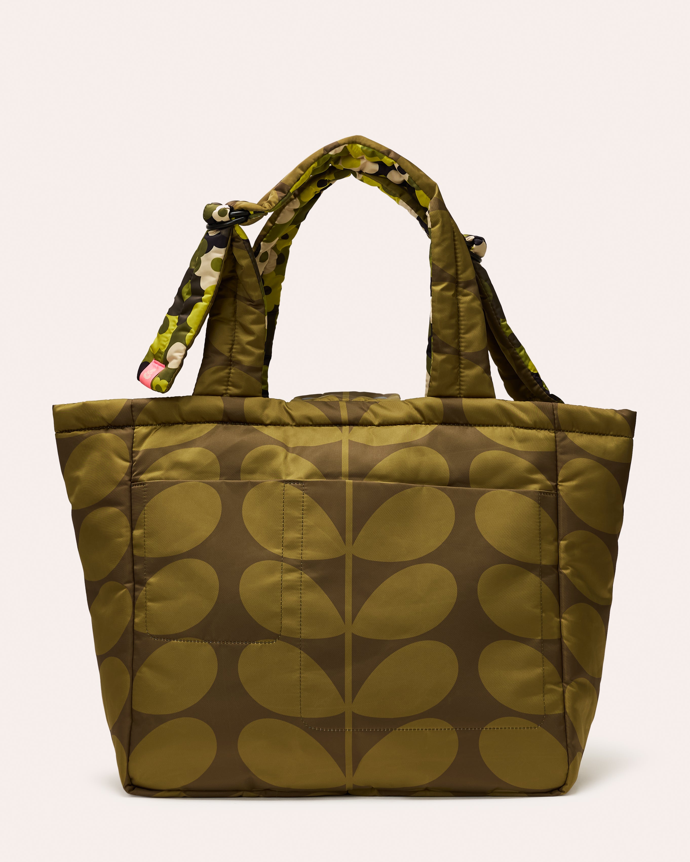 Reversible Puffy Tote - Solid Stem Khaki and Fern