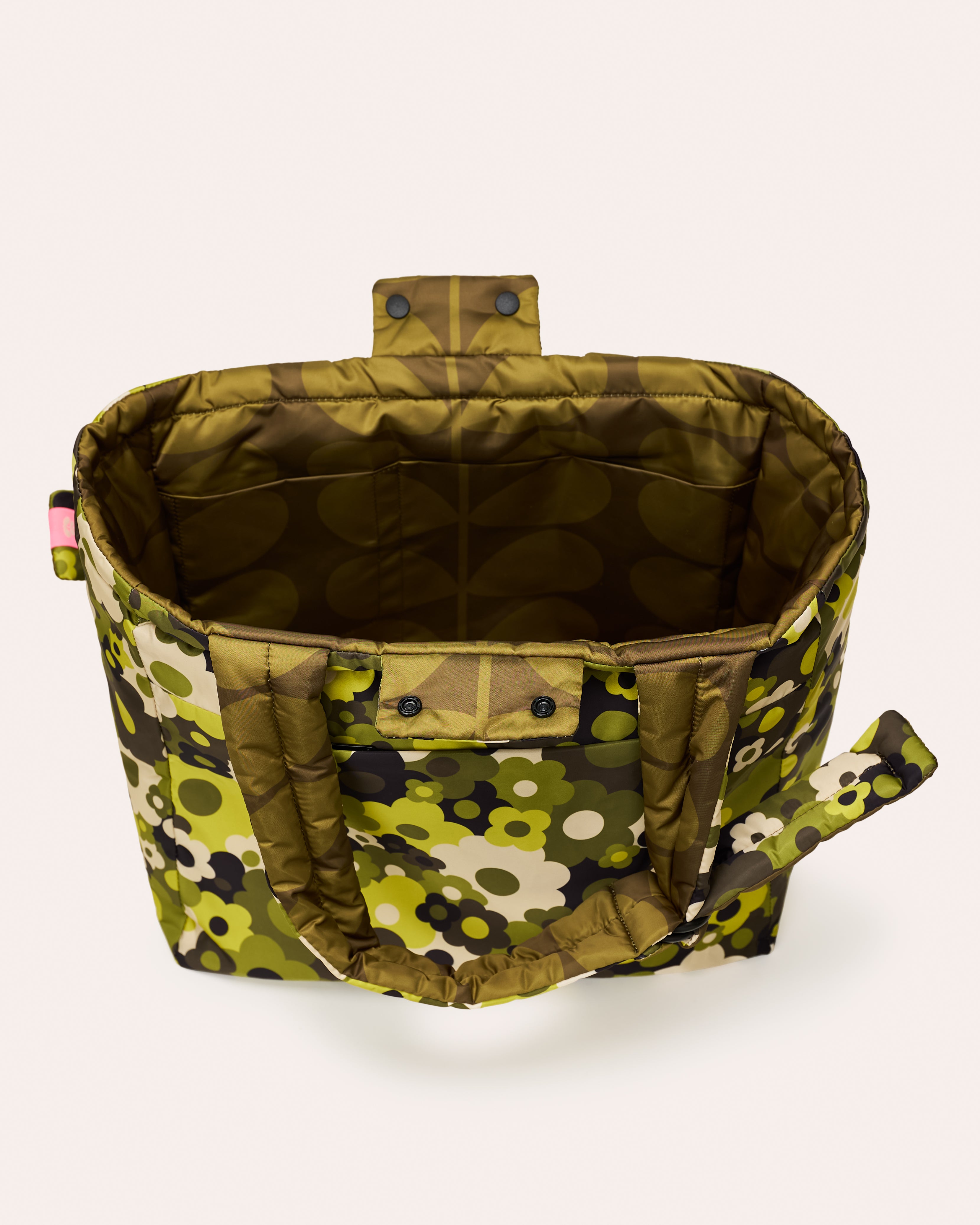 Reversible Puffy Tote - Solid Stem Khaki and Fern