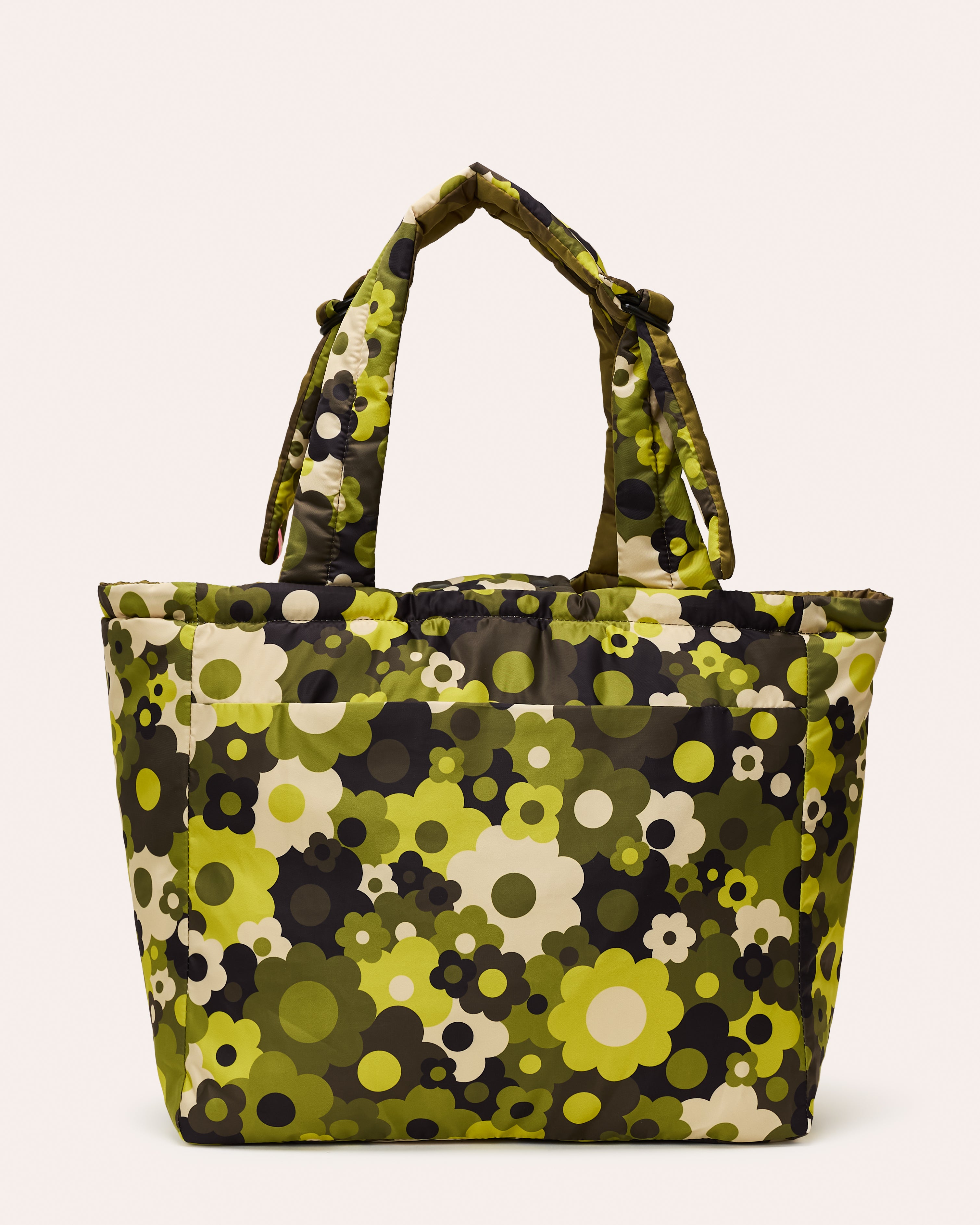Reversible Puffy Tote - Solid Stem Khaki and Fern