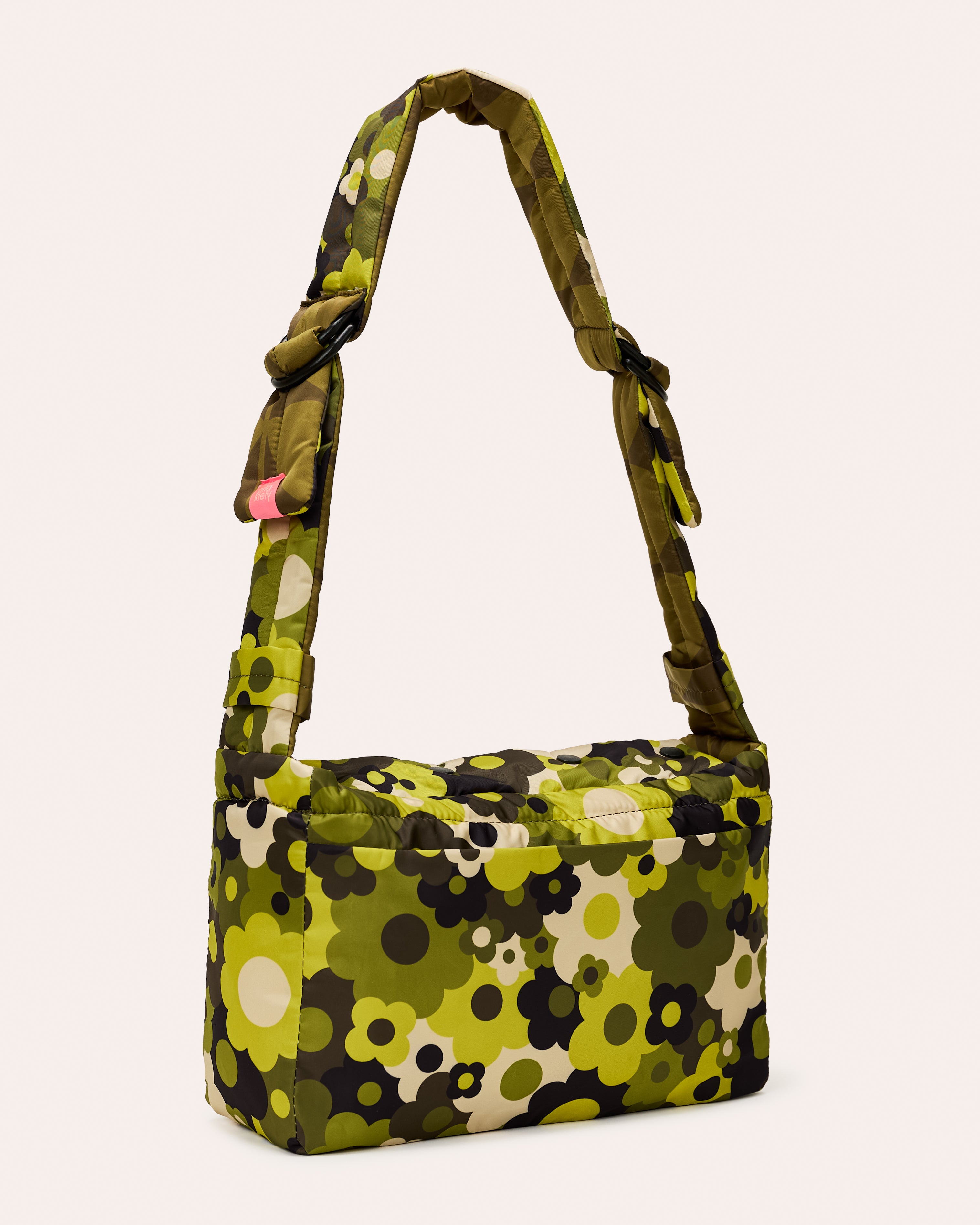 Reversible Puffy Shoulder Bag - Solid Stem Khaki and Fern