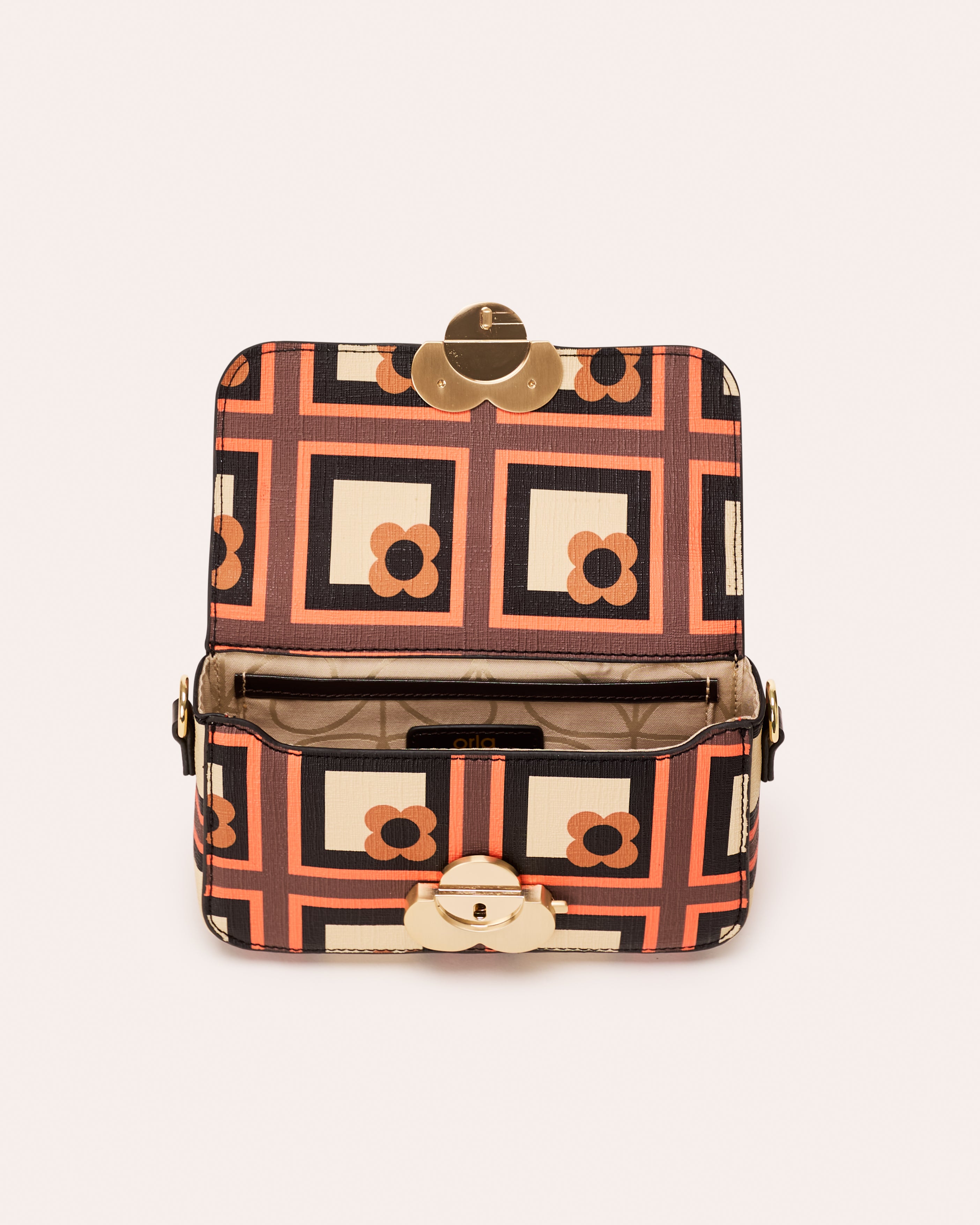 Lena Mini Crossbody - Retro Flower Check Orange
