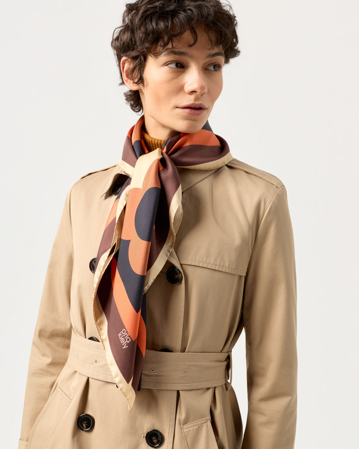 Large Silk Scarf - Flower Check