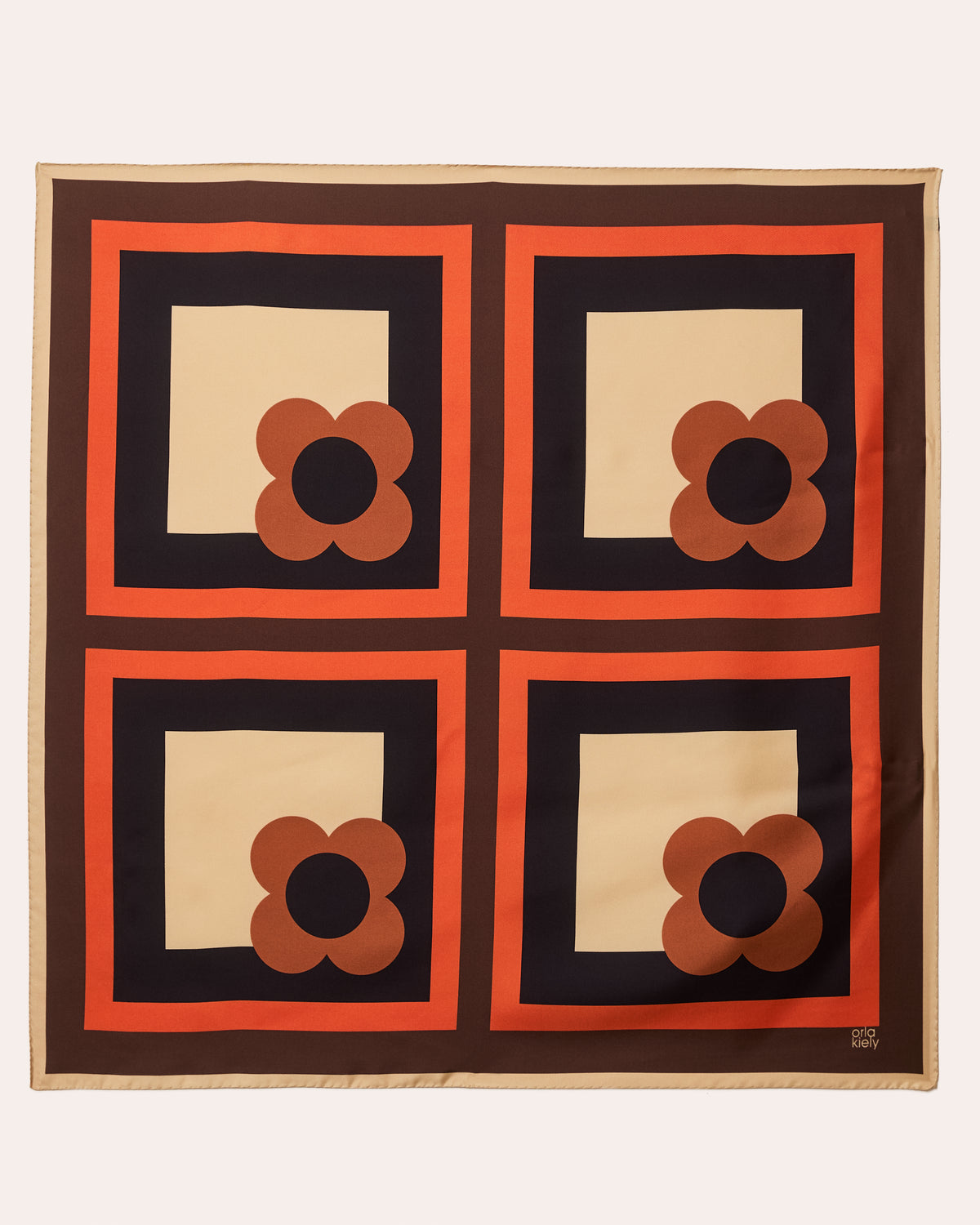 Large Silk Scarf - Flower Check