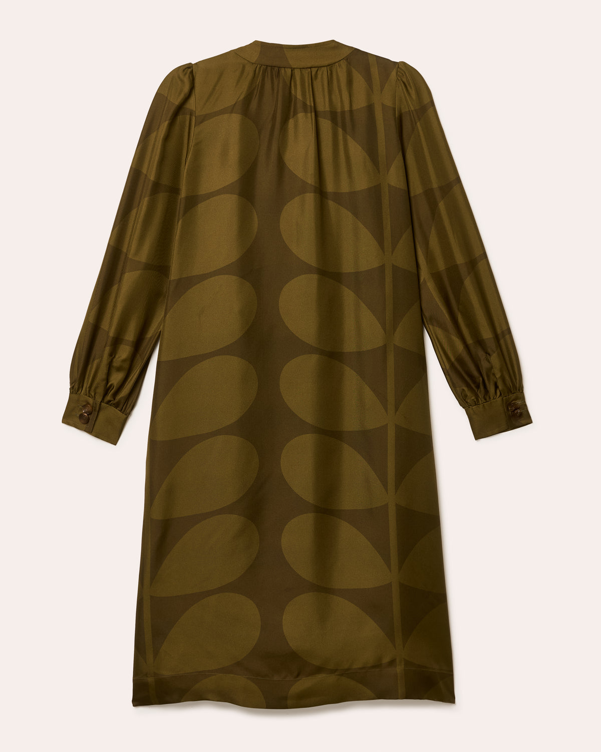 Dora Silk Dress - Solid Stem Khaki and Fern