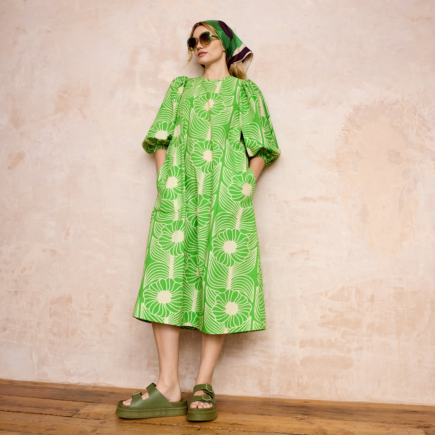 Bella Puff Sleeve Dress Moonflower Spring Green Bella Puff Sleeve Dress Moonflower Spring Green