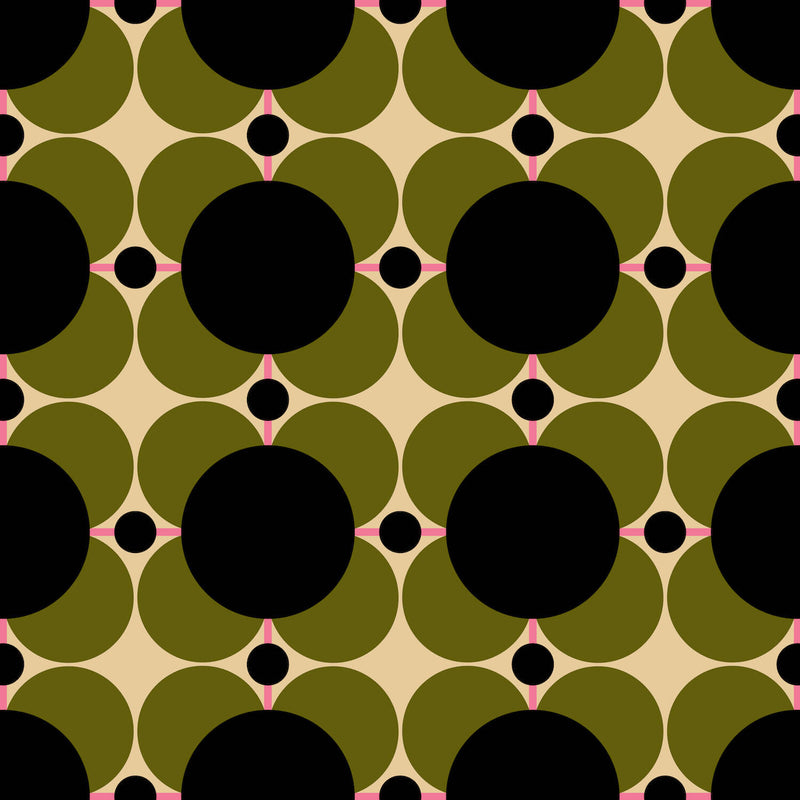 Atomic Flower Khaki Wallpaper - Sample