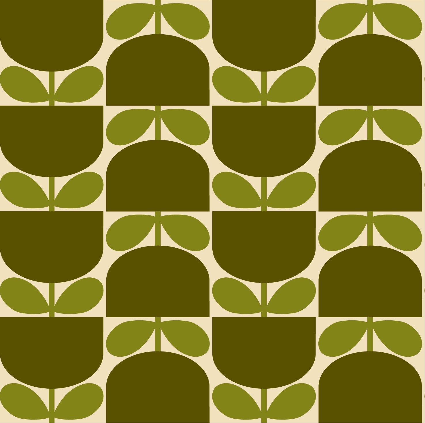 Block Stem Burnt Olive Wallpaper Sample