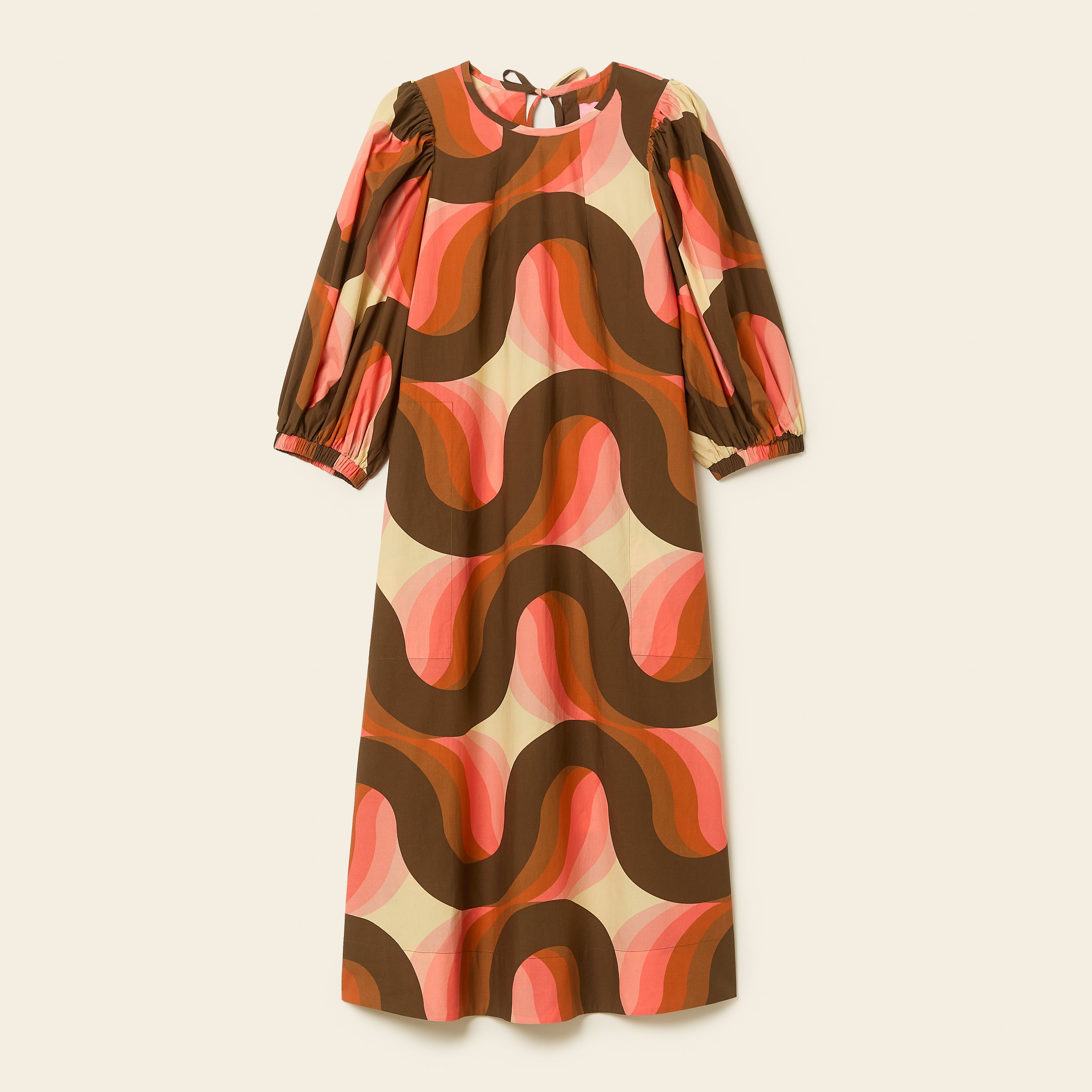 Bella Puff Sleeve Dress Giant Rolling Wave