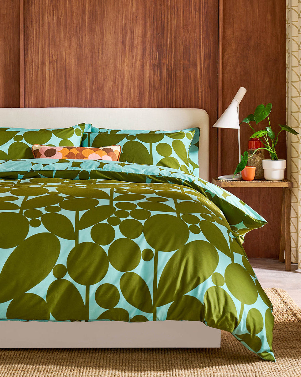 Bubble Flower Reversible Bed Linen Set - Aqua Seagrass