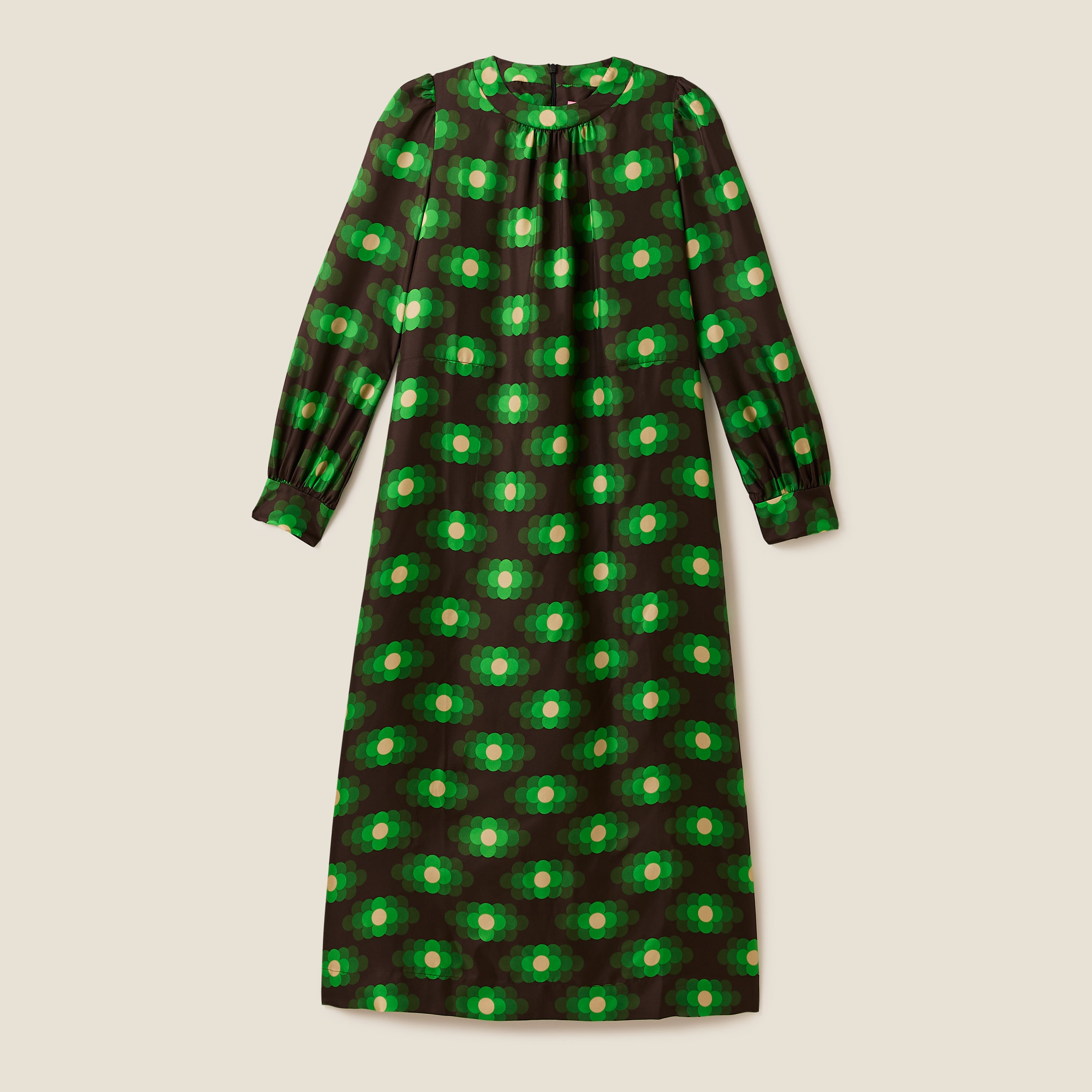 Orla Long Sleeve Midi Silk Dress - Flower Haze