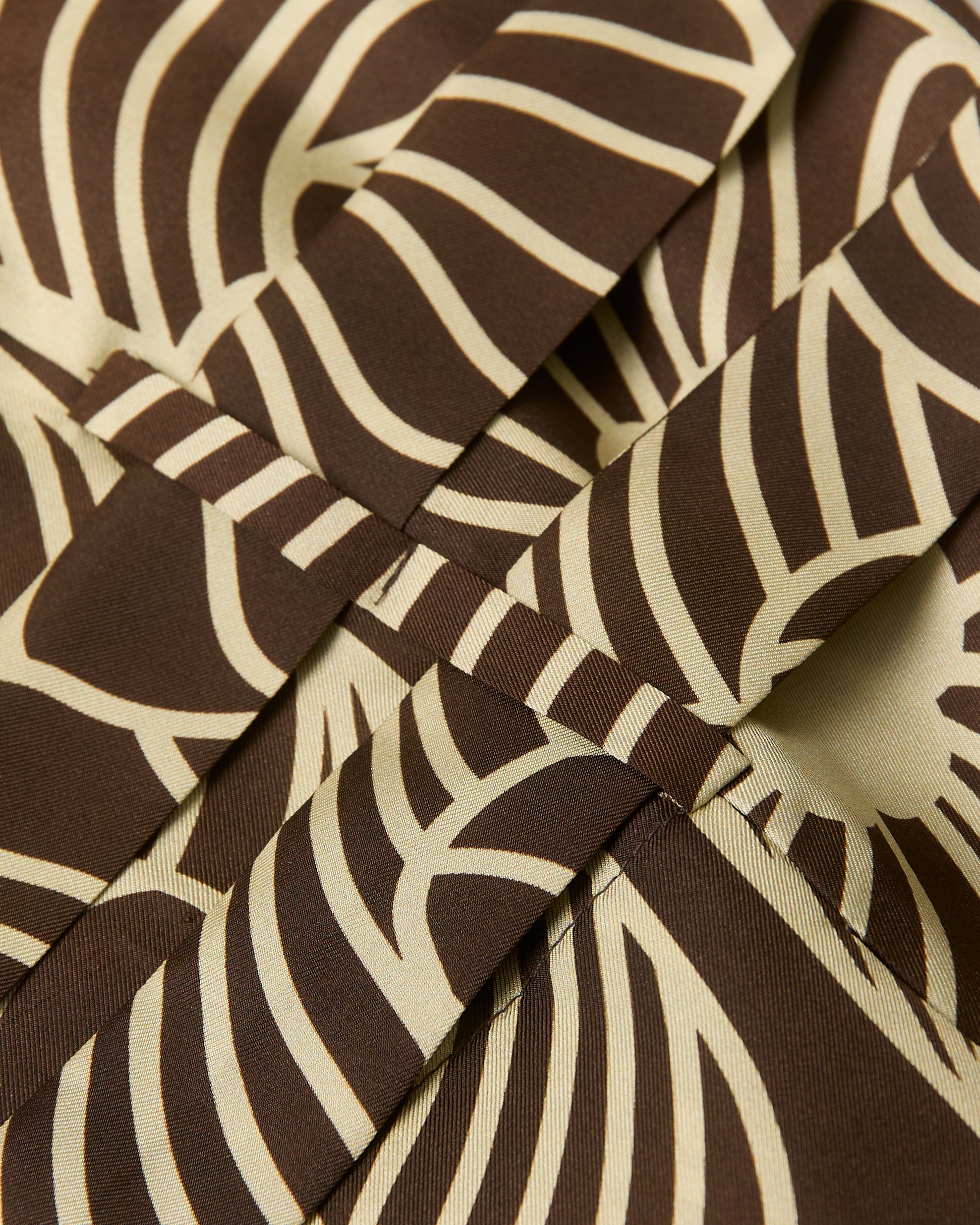 Orla Short Sleeve Belted Silk Dress Moonflower Walnut