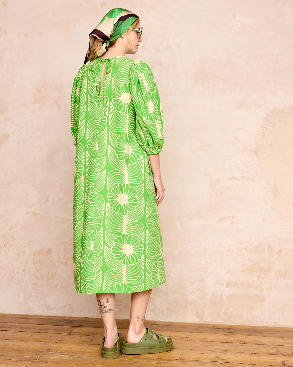 Bella Puff Sleeve Dress Moonflower Spring Green