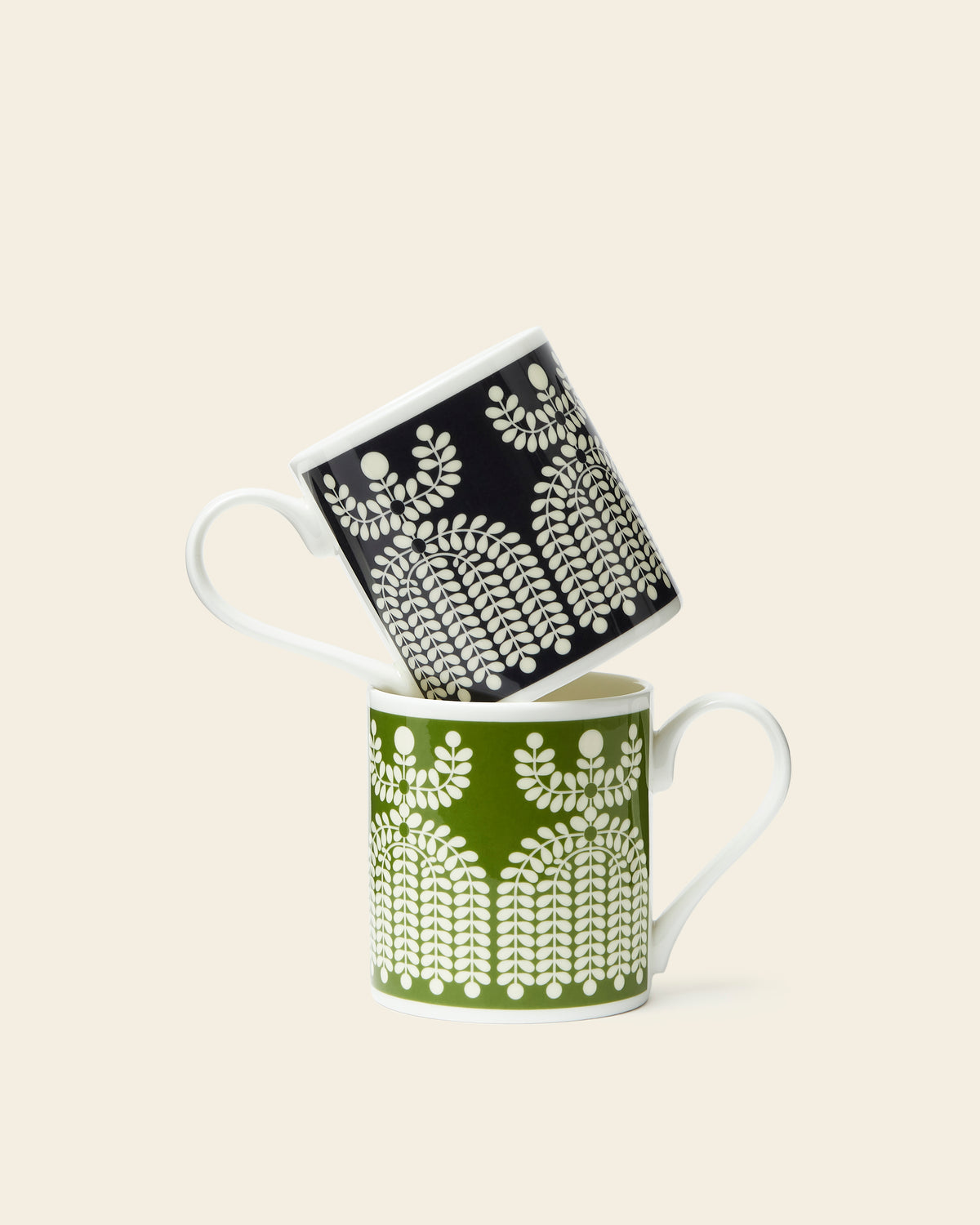 Standard Mug Set of 2 - Folk Girl Green/Navy