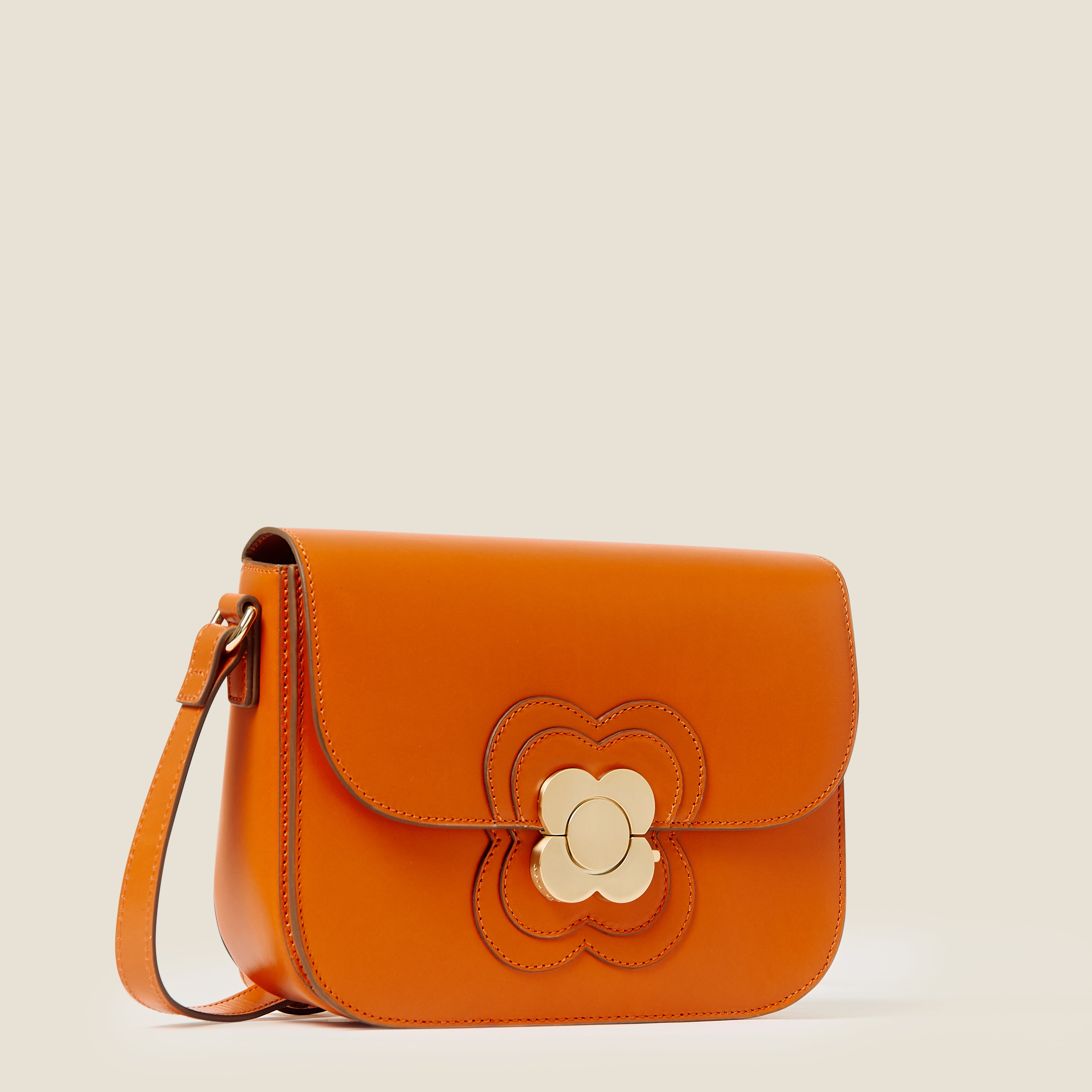 Eclipse Leather Crossbody Bag - Orange