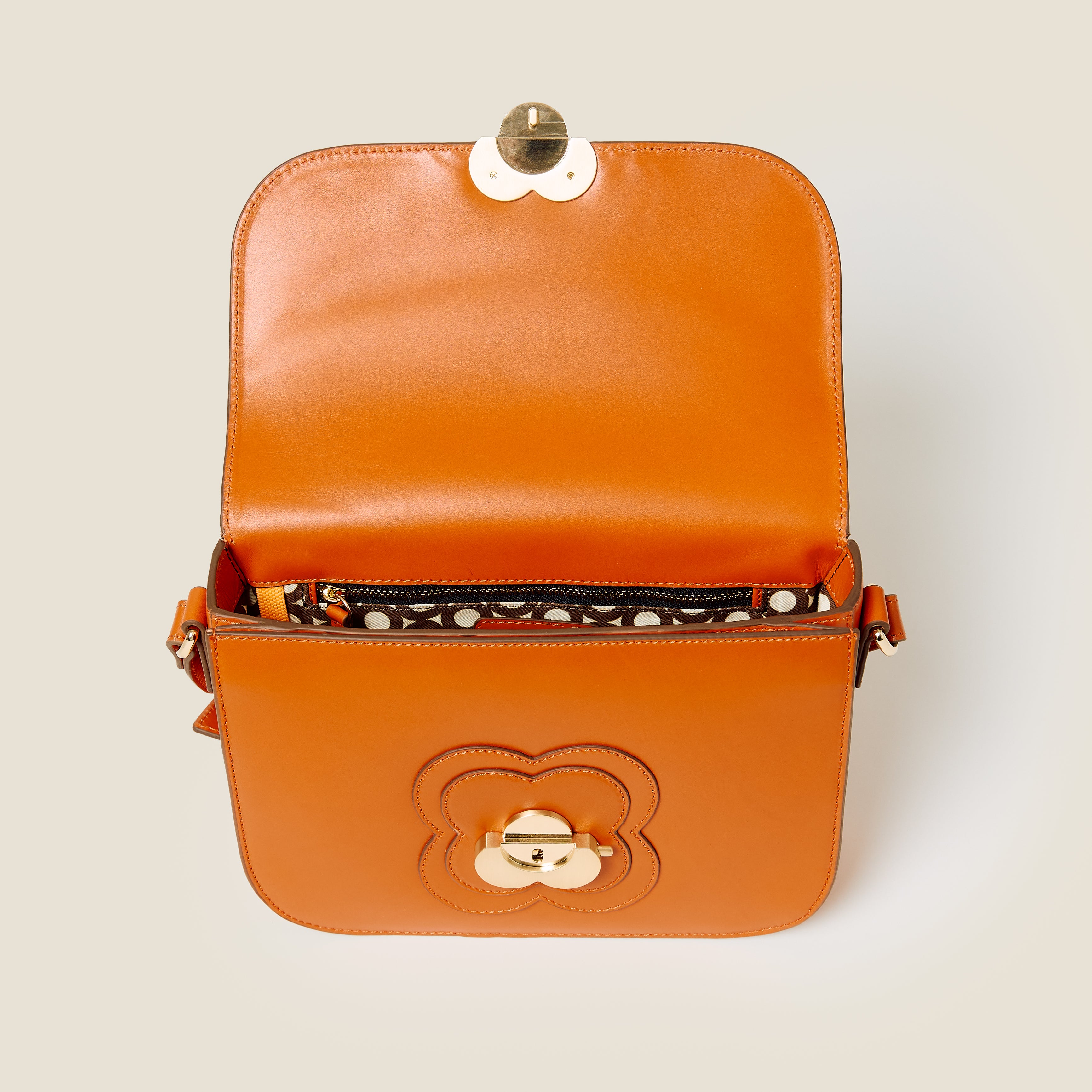 Eclipse Leather Crossbody Bag - Orange