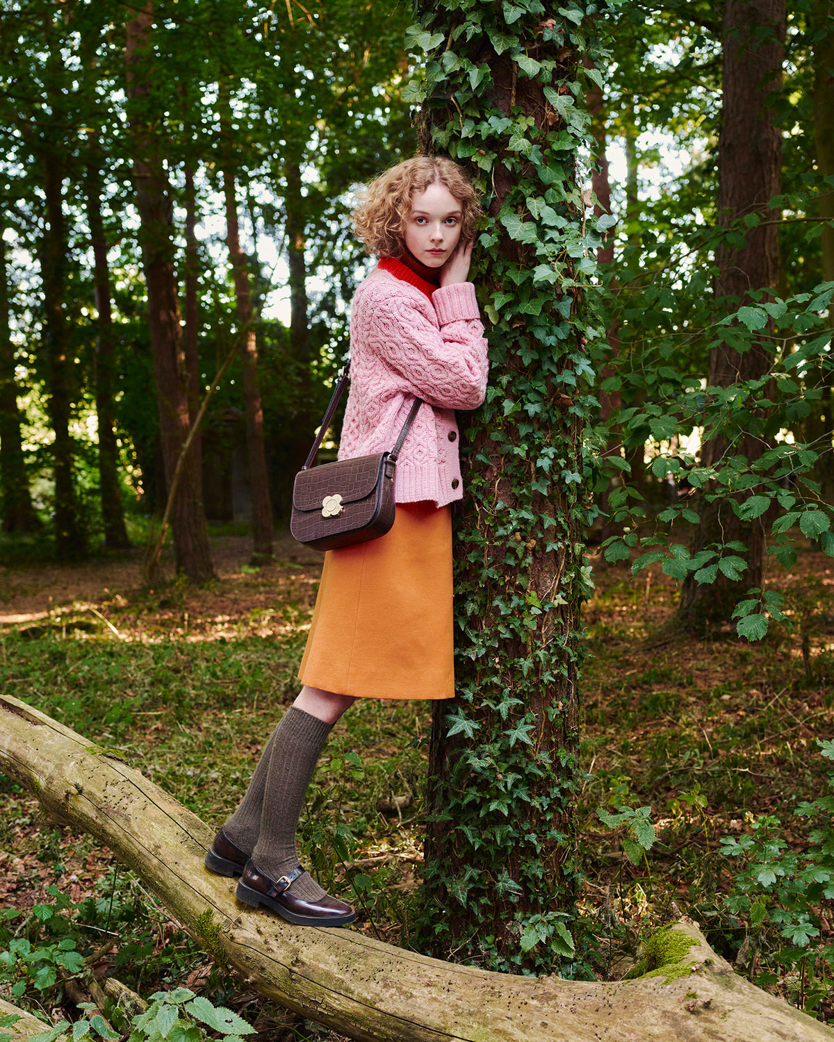Eclipse Leather Crossbody - Chocolate Croc