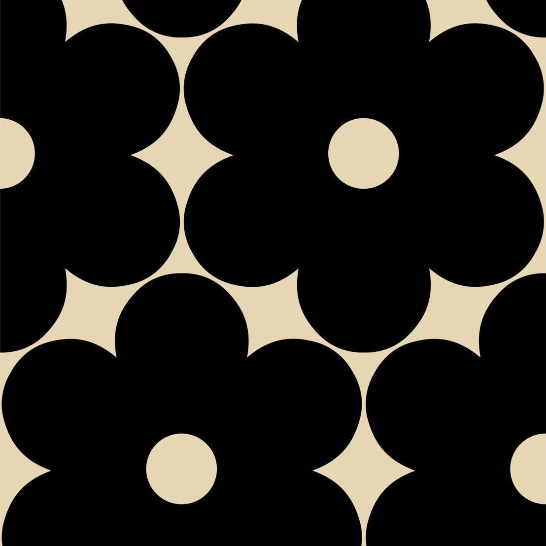 Flower Power Black Wallpaper Sample