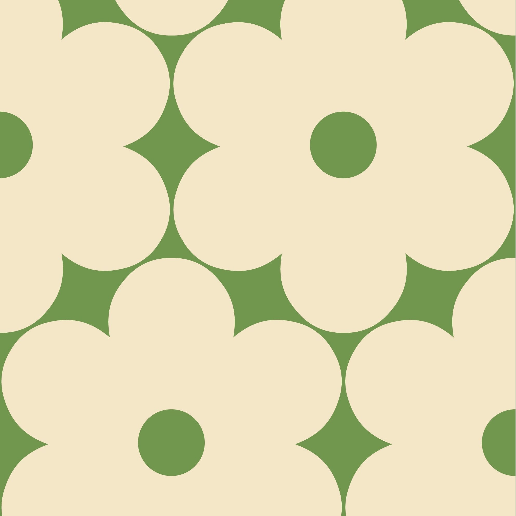 Flower Power Cream/Dill Wallpaper Sample