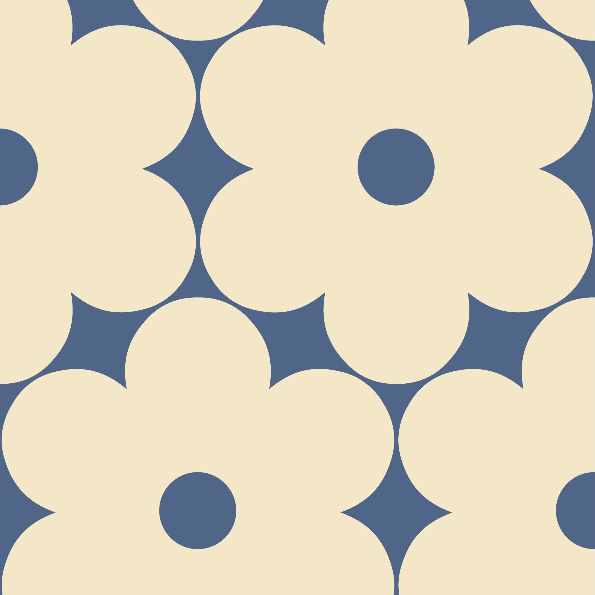 Flower Power Cream/Marine Wallpaper Sample