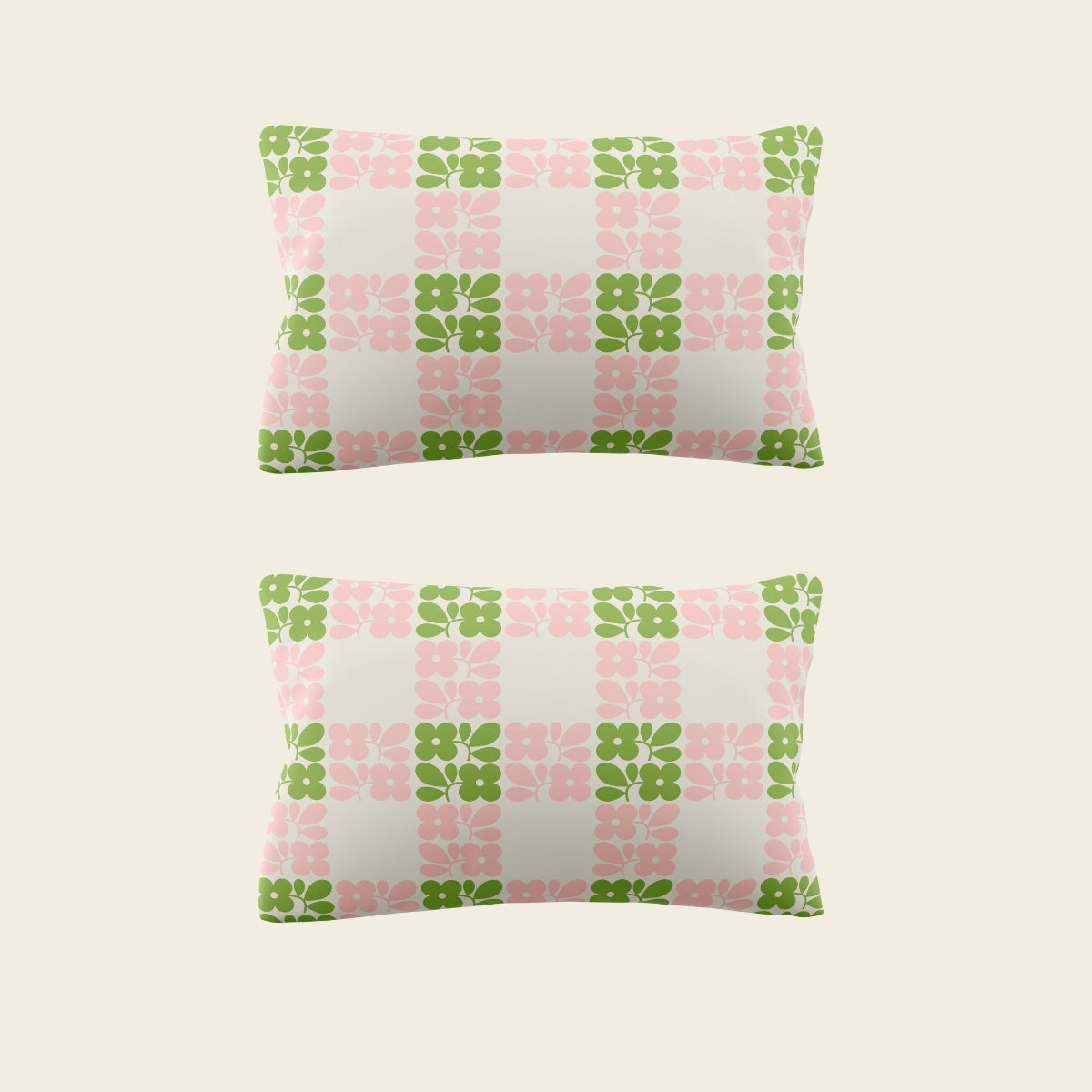 Floret Check Bed Linen Set - Dill Pink