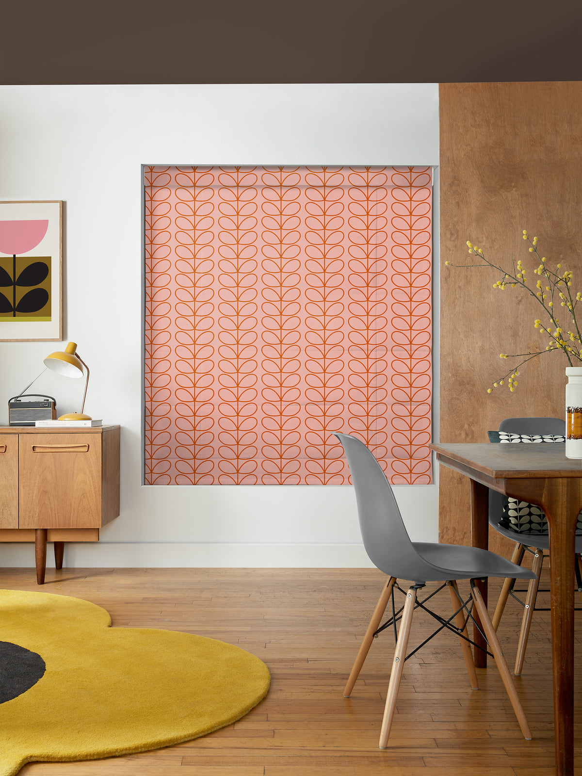 Linear Stem Pink & Tomato Made to Measure Roman Blind