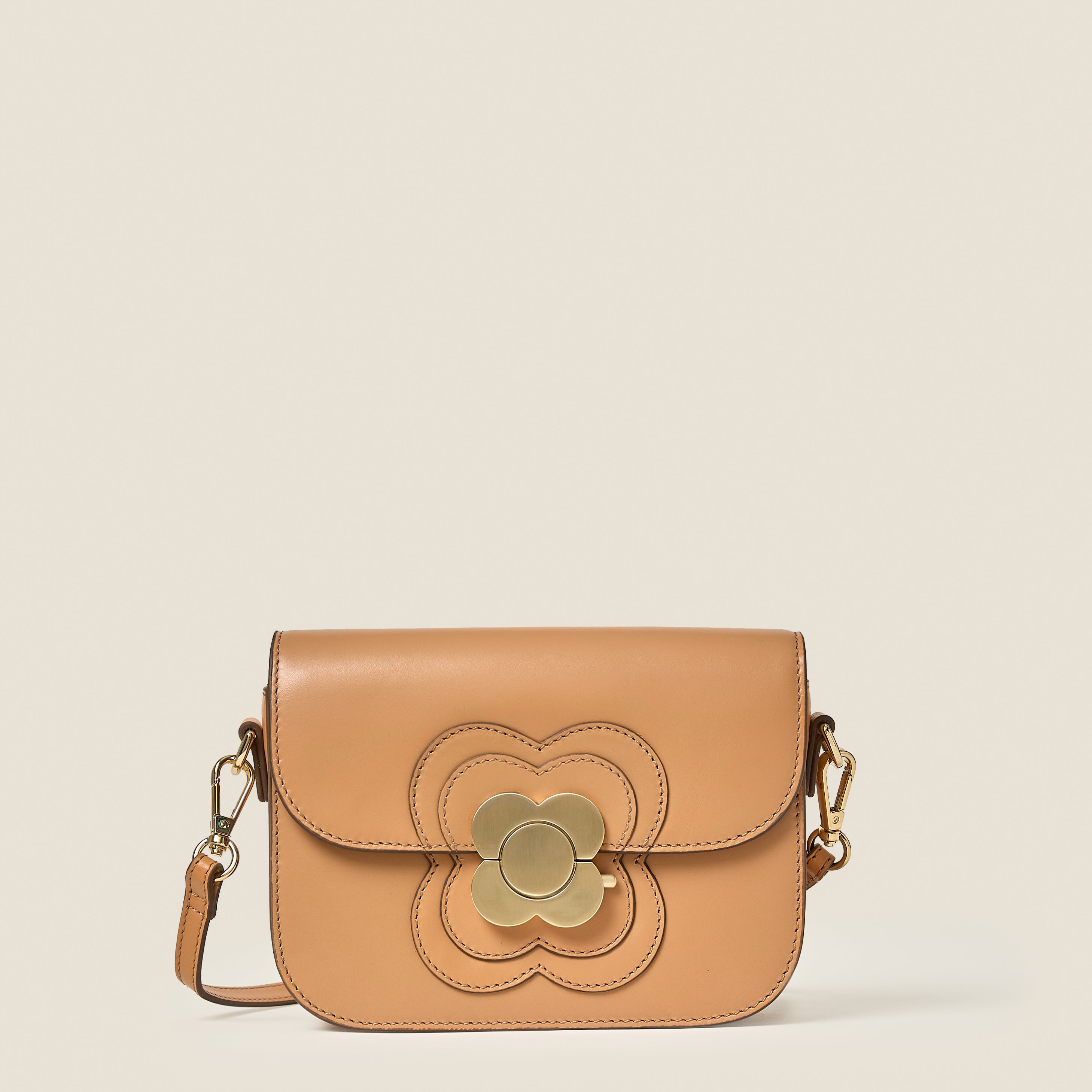 Mini Eclipse Leather Crossbody Bag - Light Tan