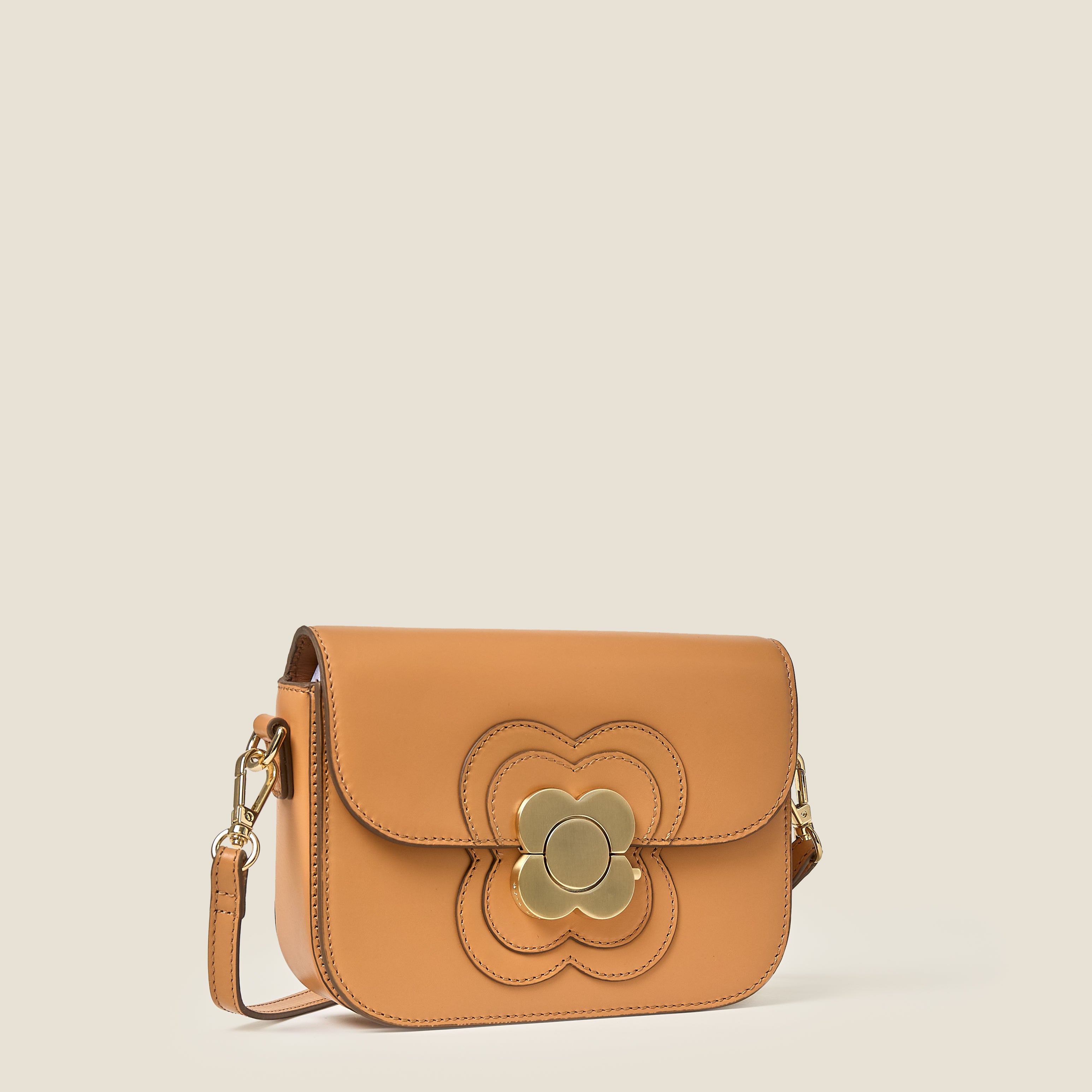 Mini Eclipse Leather Crossbody Bag - Light Tan