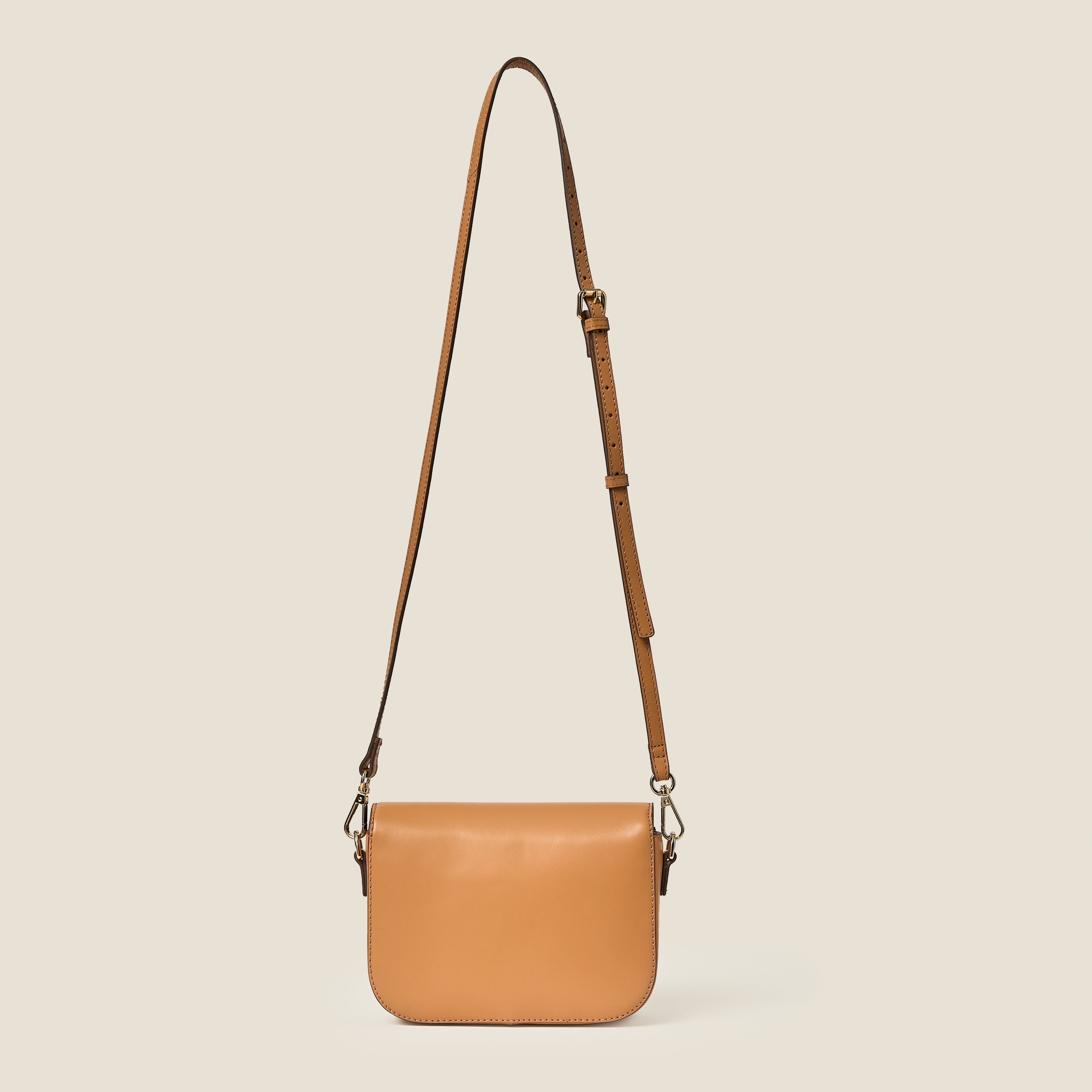 Mini Eclipse Leather Crossbody Bag - Light Tan