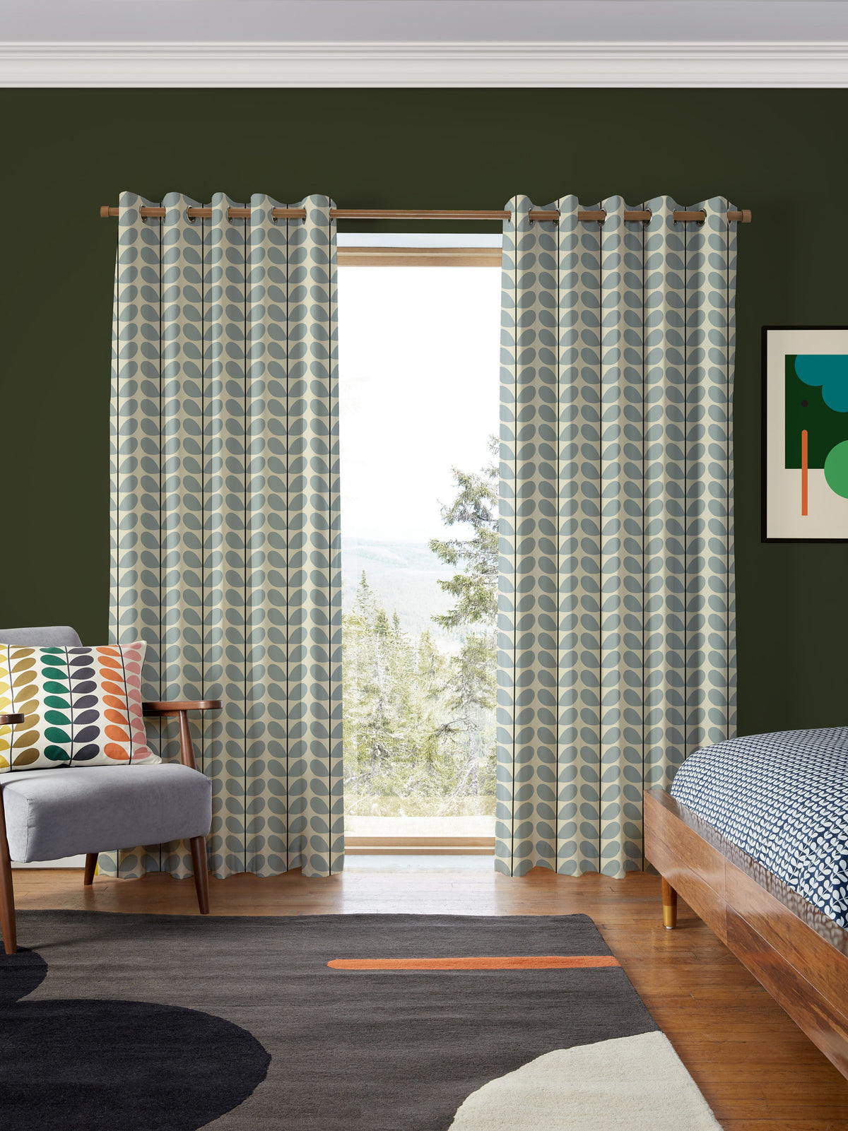 Two Colour Stem Powder Blue Made to Measure Curtain