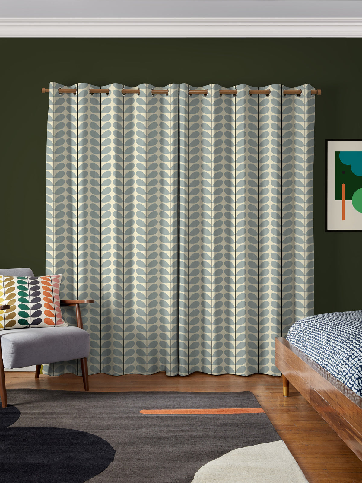 Two Colour Stem Powder Blue Made to Measure Curtain