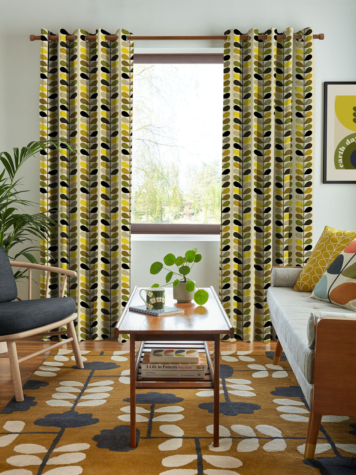 Multi Stem Yellow Made to Measure Curtain