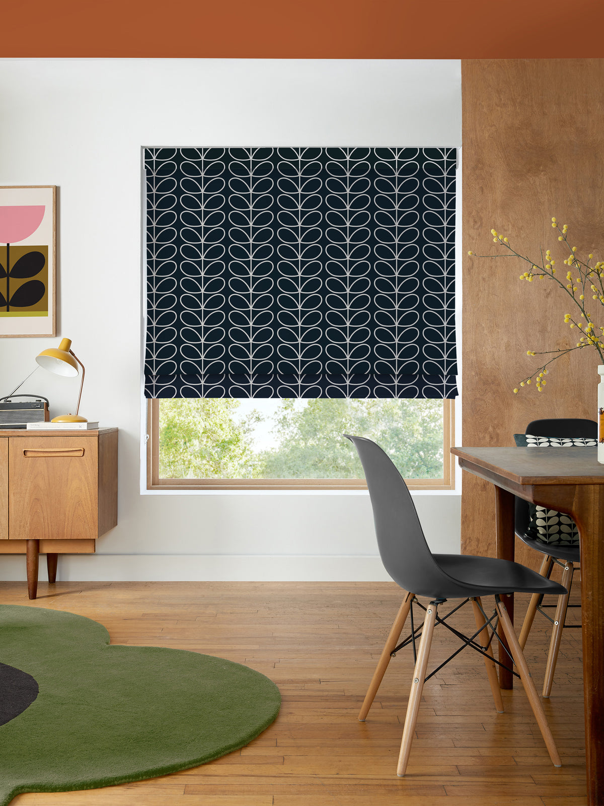 Linear Stem Navy Whale Made to Measure Roman Blind