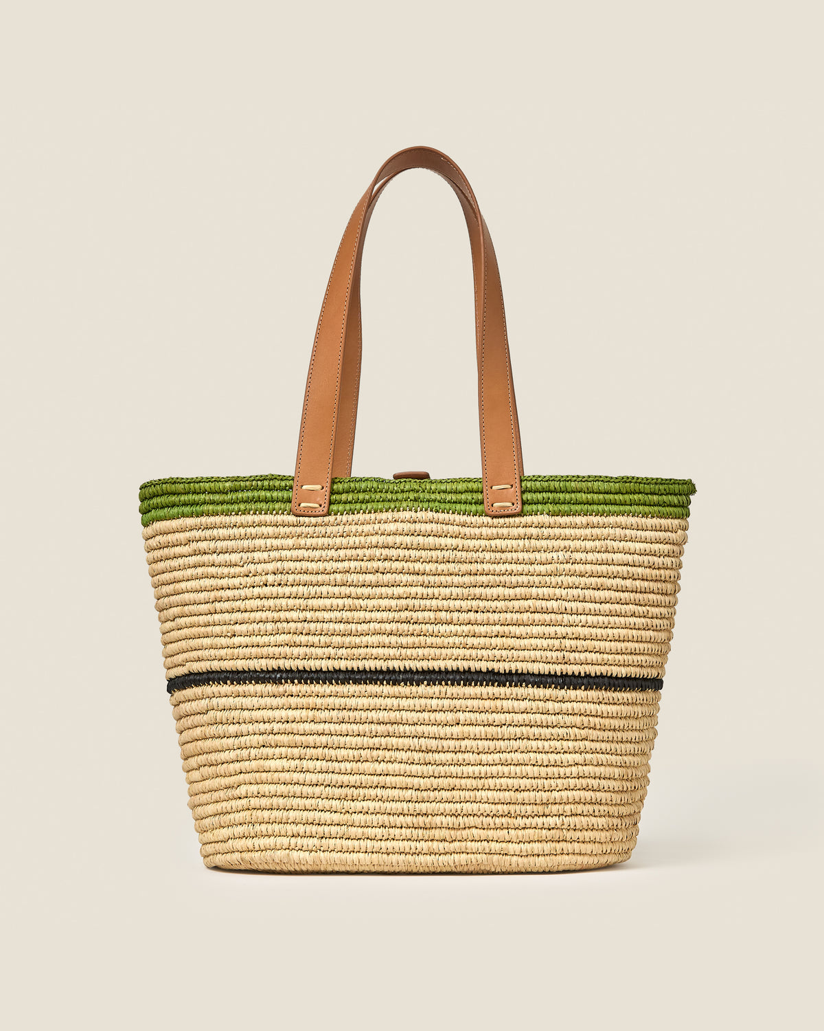 Stem Flower Monday Raffia Tote Bag - Natural