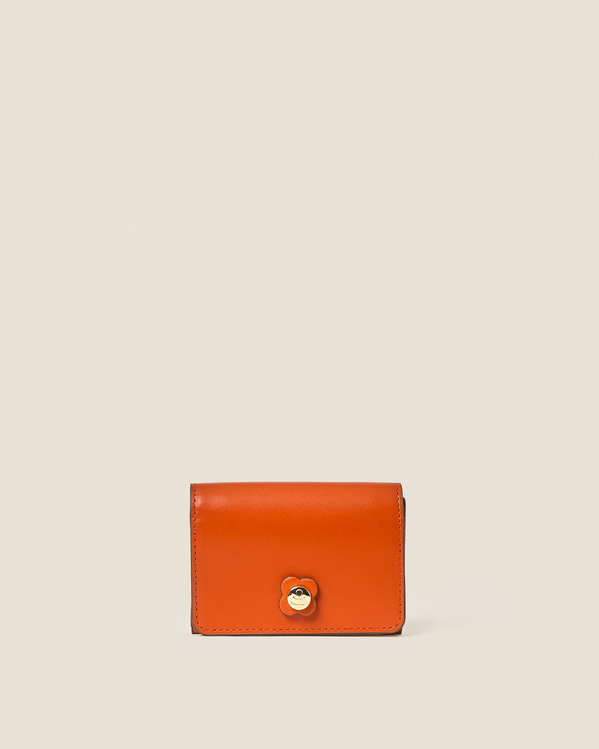Folded Leather Card Holder - Orange