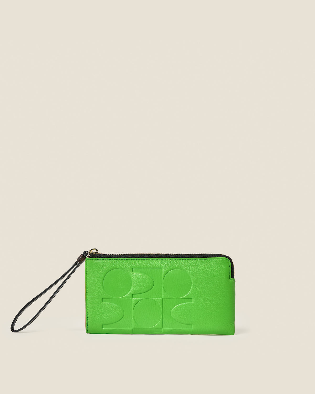 Flat Zip Leather Wallet - Lawn Green