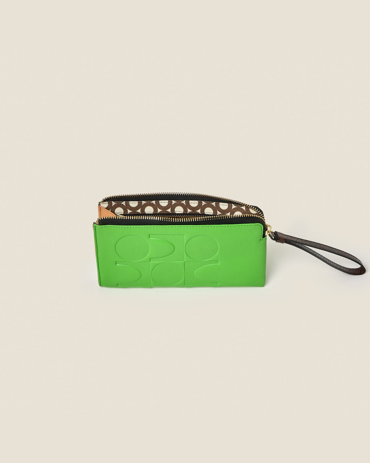 Flat Zip Leather Wallet - Lawn Green
