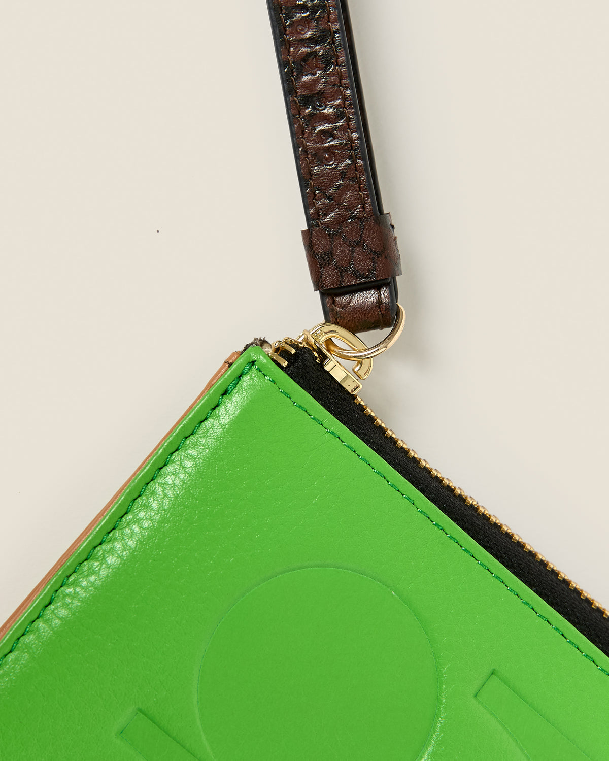 Flat Zip Leather Wallet - Lawn Green
