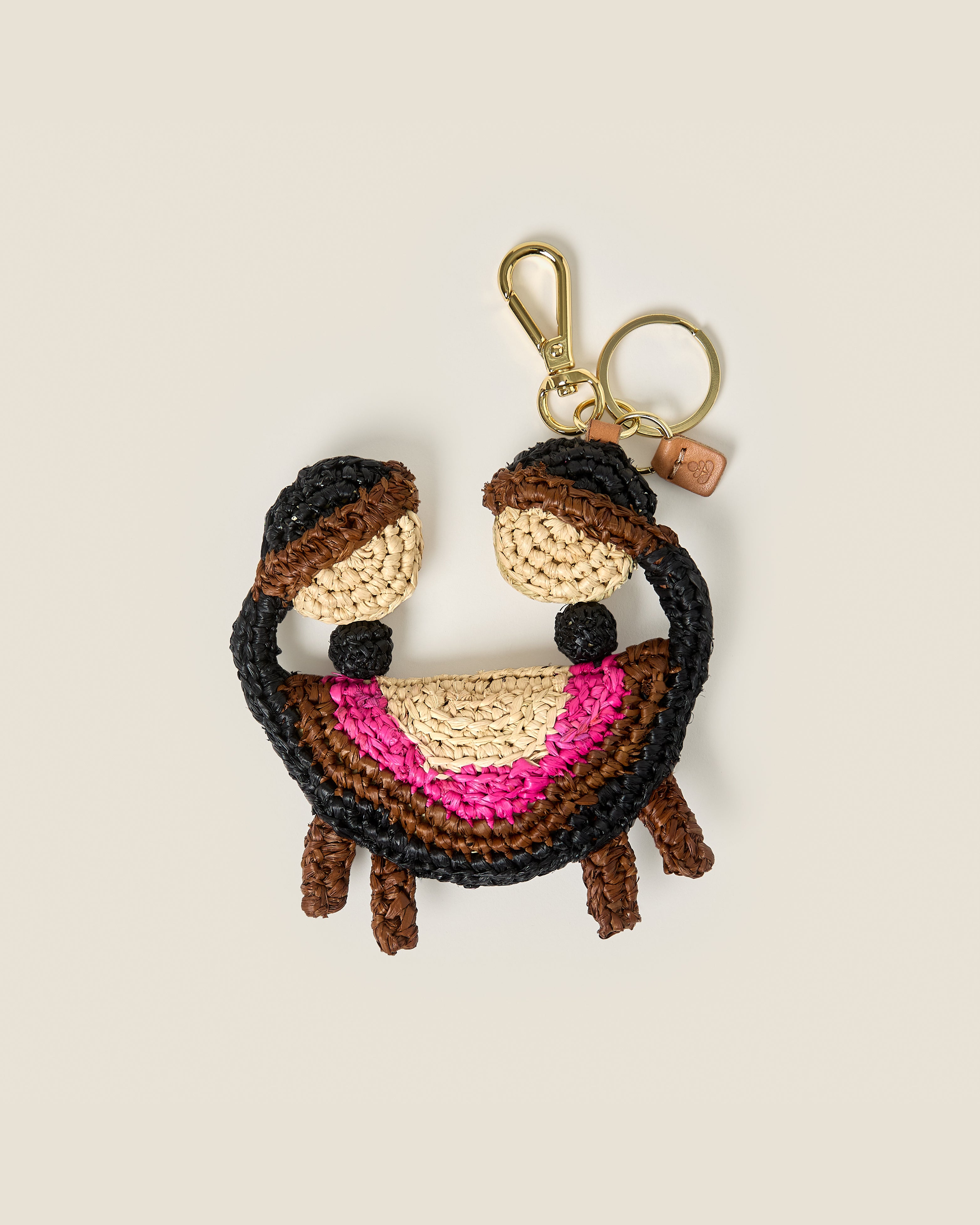 Crab Raffia Keyring - Monochrome