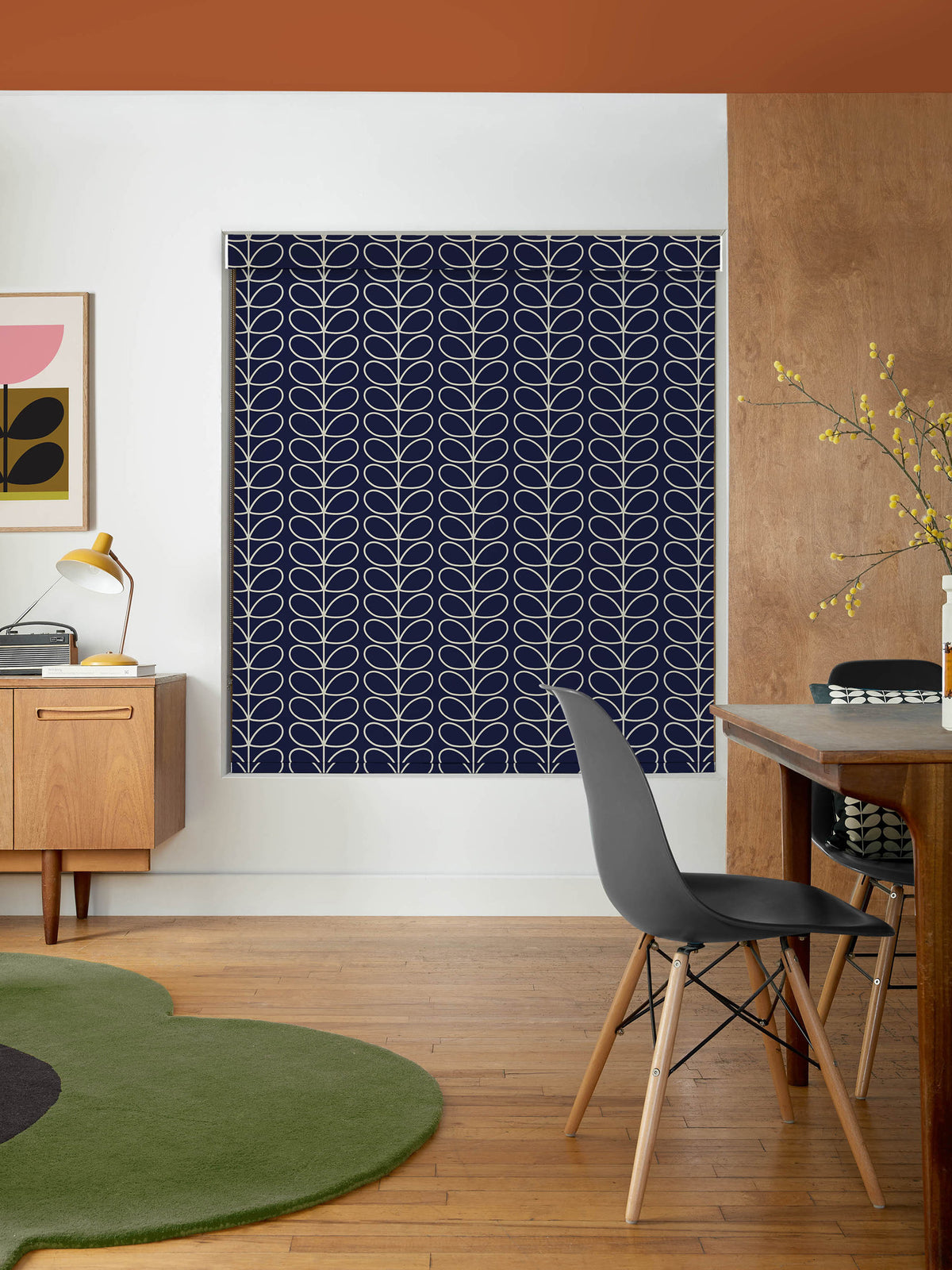 Linear Stem Navy Whale Made to Measure Roller Blind