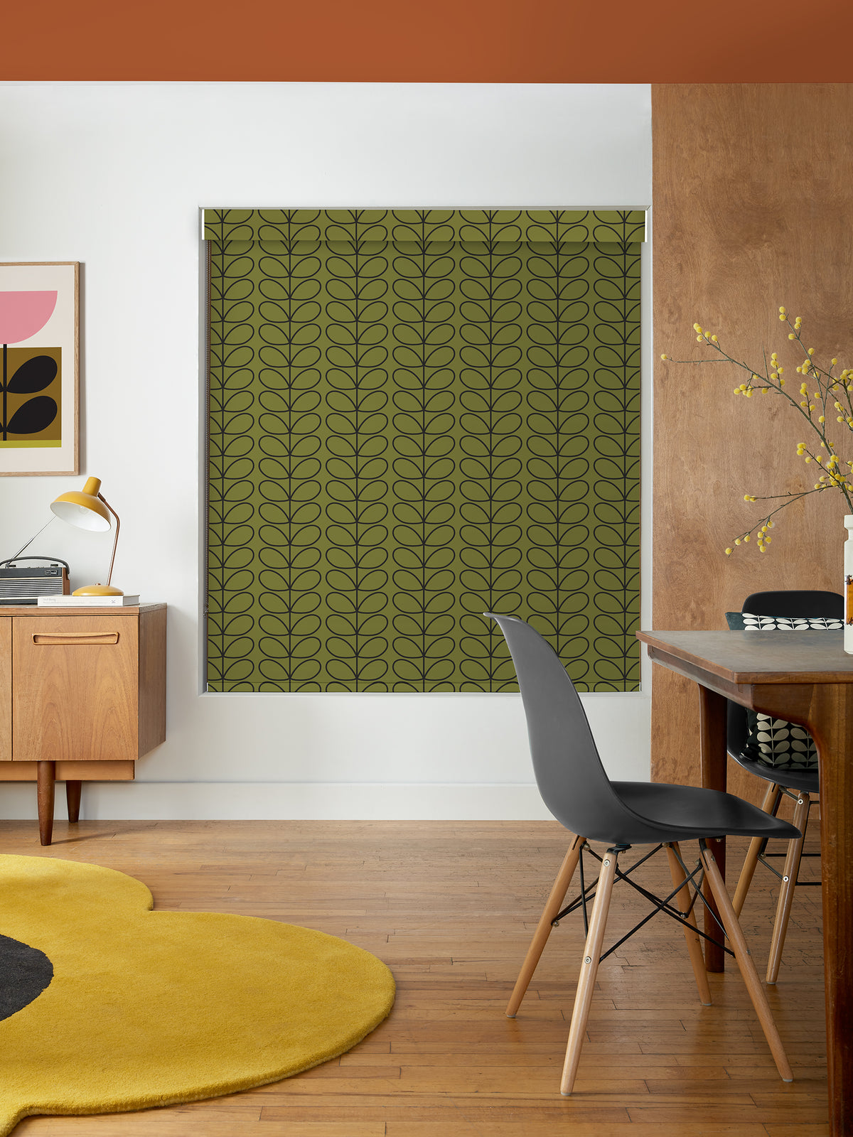 Linear Stem Olive & Black Made to Measure Roller Blind