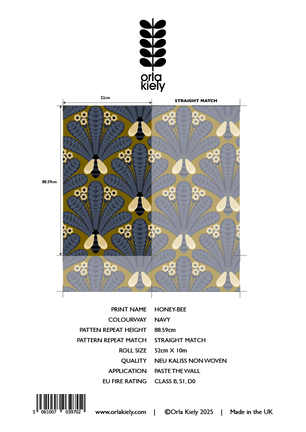 Honey-Bee Navy Wallpaper Sample