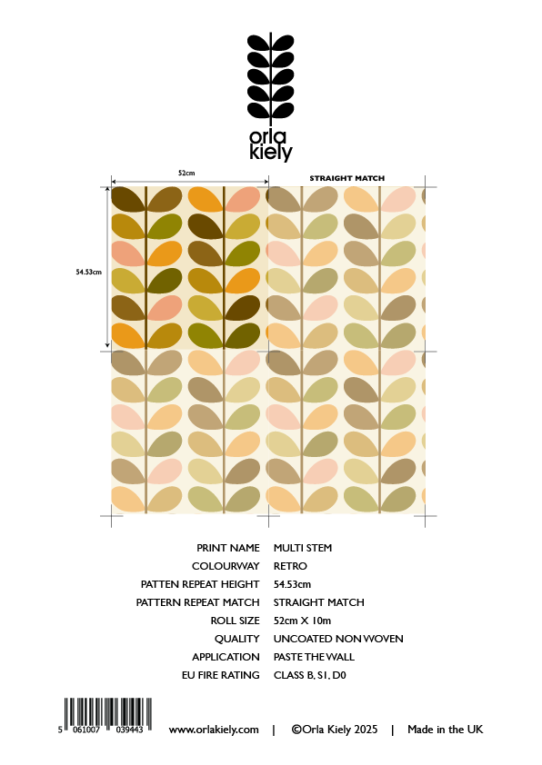 Multi Stem Retro Wallpaper - Sample