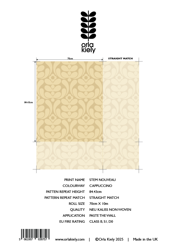 Stem Nouveau Cappuccino Wallpaper Sample