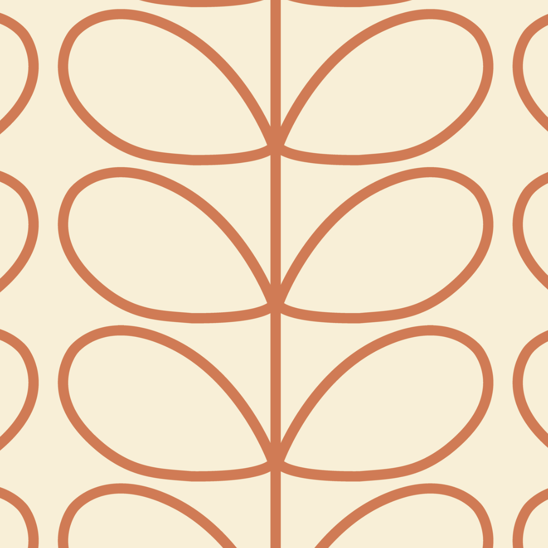 Linear Stem Cream Wallpaper Orange Line
